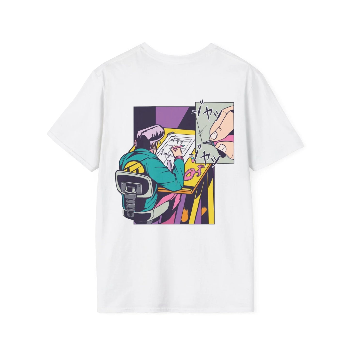 Mangaka Draw - Anime World - Unisex T-Shirt - Back Print - STREET STYLE