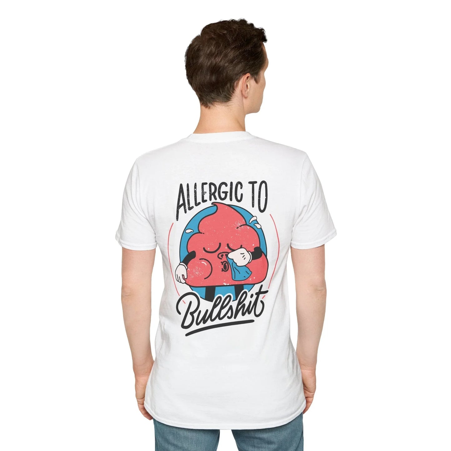 Allergic to Bullshit - Antisocial Retro - Unisex T-Shirt - Back Print - STREET STYLE