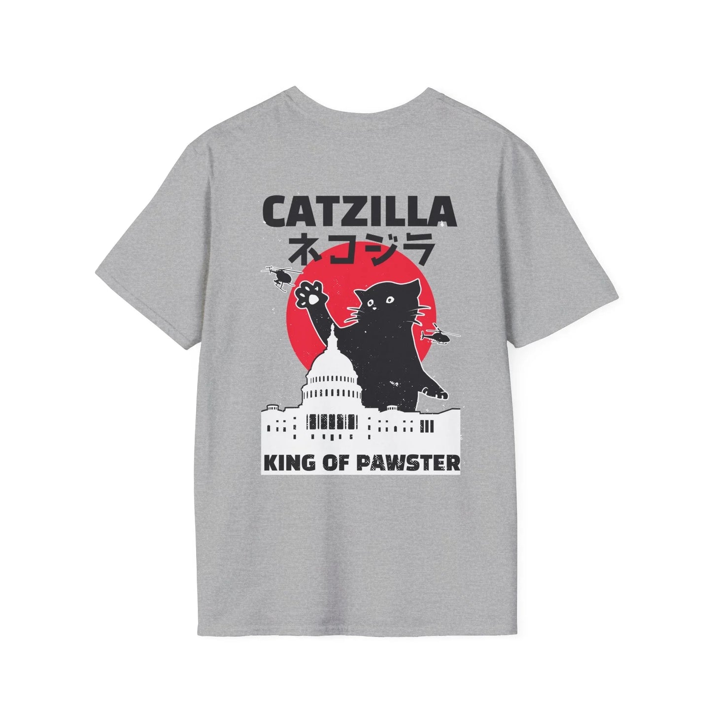 Catzilla King of Pawster - Anime World - Unisex T-Shirt - Back Print - STREET STYLE