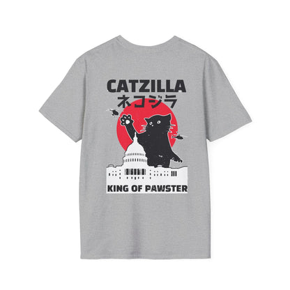 Catzilla King of Pawster - Anime World - Unisex T-Shirt - Back Print - STREET STYLE