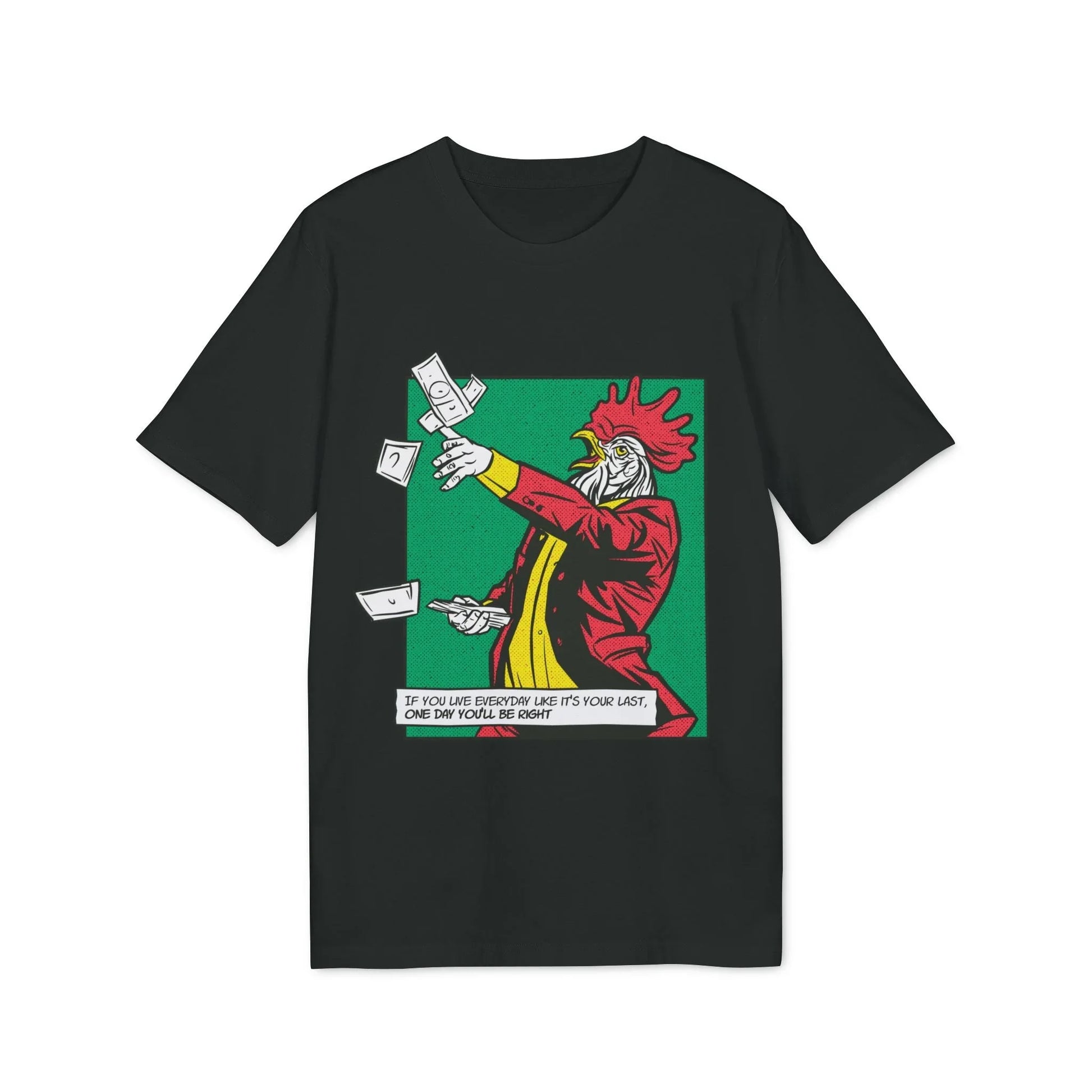 Rooster with Money - Comic Mafia - Premium Bio Unisex T-Shirt - Front Print - STREET STYLE