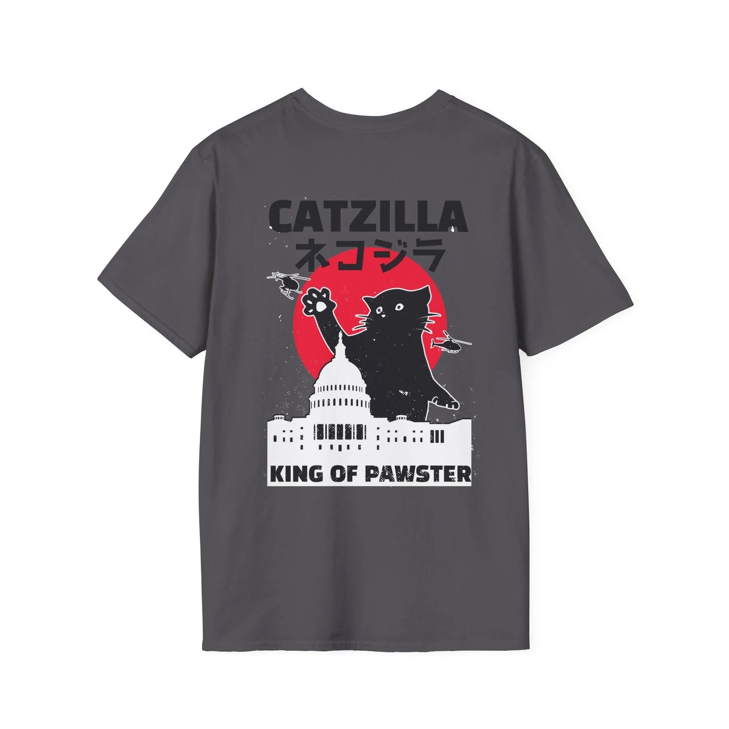 Catzilla King of Pawster - Anime World - Unisex T-Shirt - Back Print - STREET STYLE