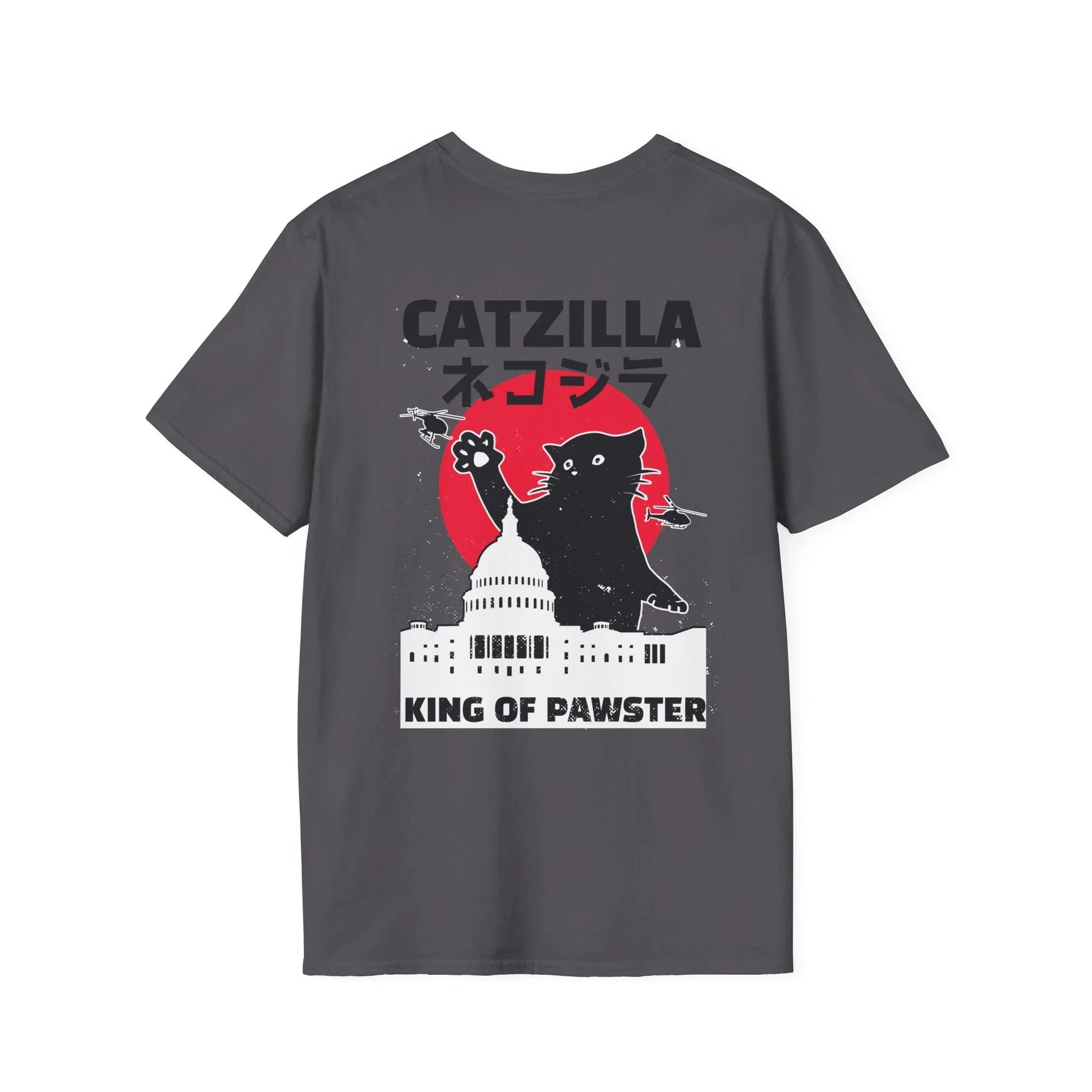 Catzilla King of Pawster - Anime World - Unisex T-Shirt - Back Print - STREET STYLE