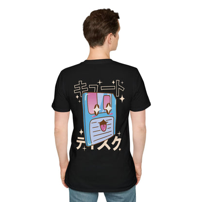 Floppy Disc - Kawaii Character - Unisex T-Shirt - Back Print - STREET STYLE