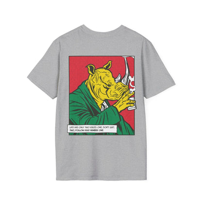 Rhinoceros - Comic Mafia - Unisex T-Shirt - Back Print - STREET STYLE