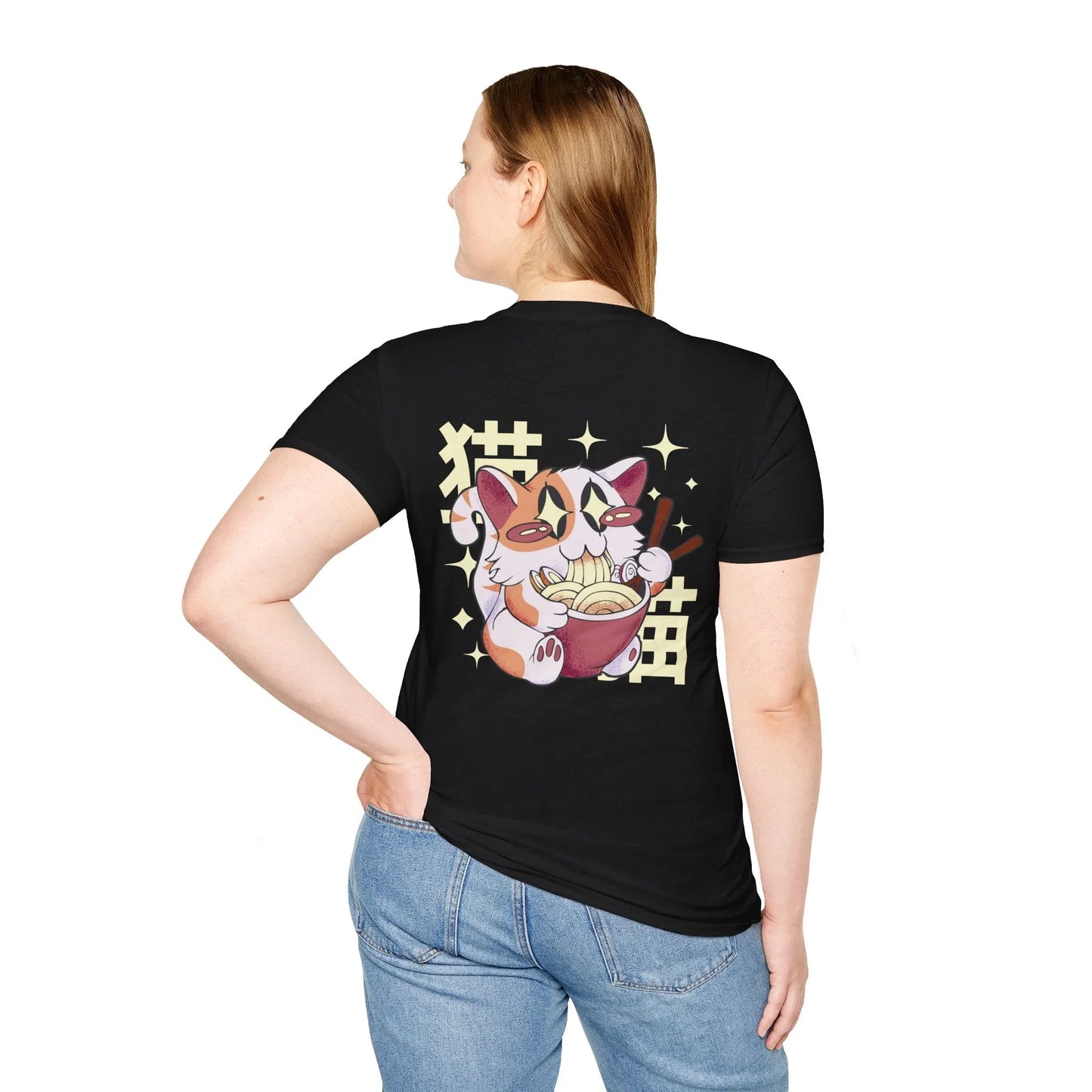 Cat Ramen - Kawaii Character - Unisex T-Shirt - Back Print - STREET STYLE