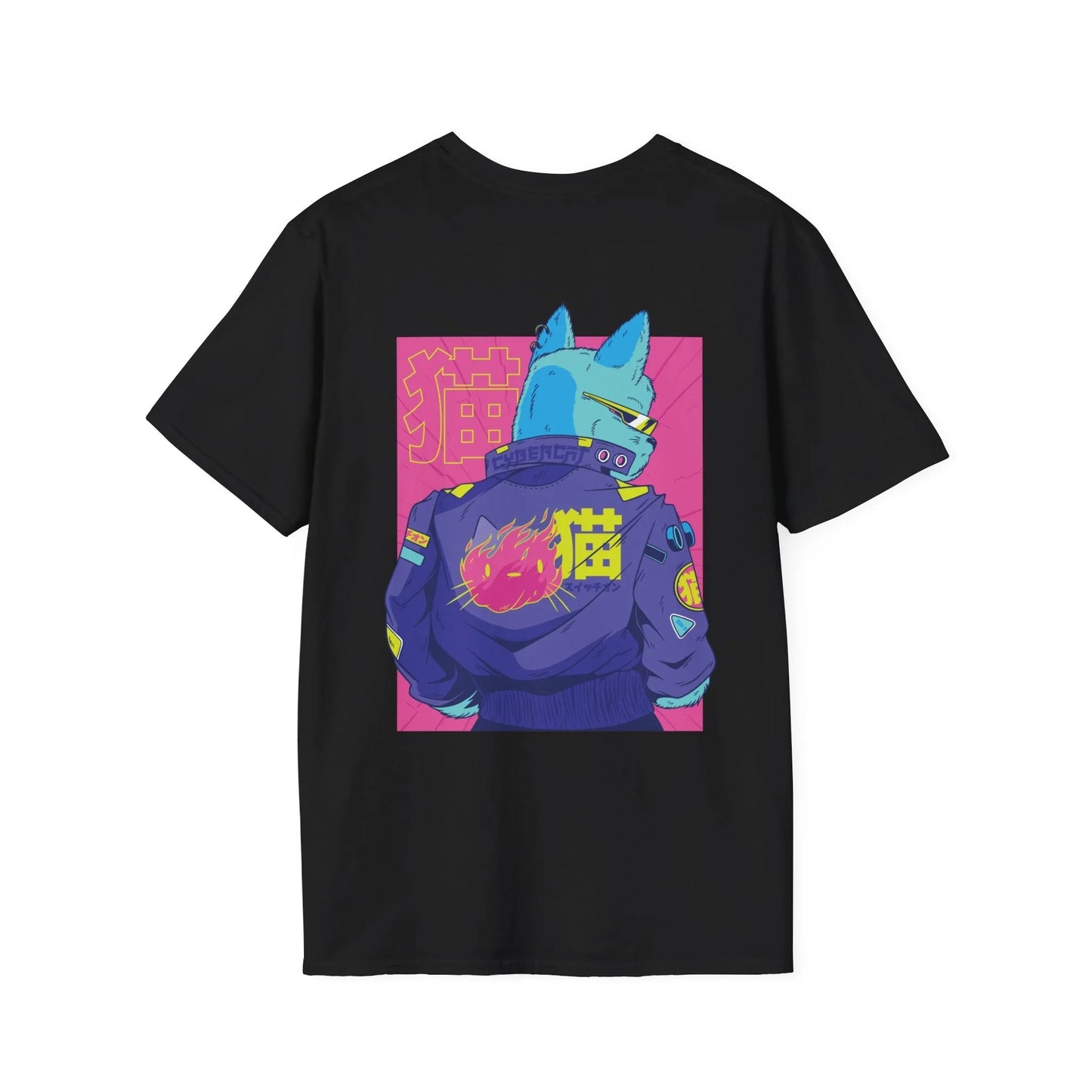Cyberpunk Cat - Anime World - Unisex T-Shirt - Back Print - STREET STYLE