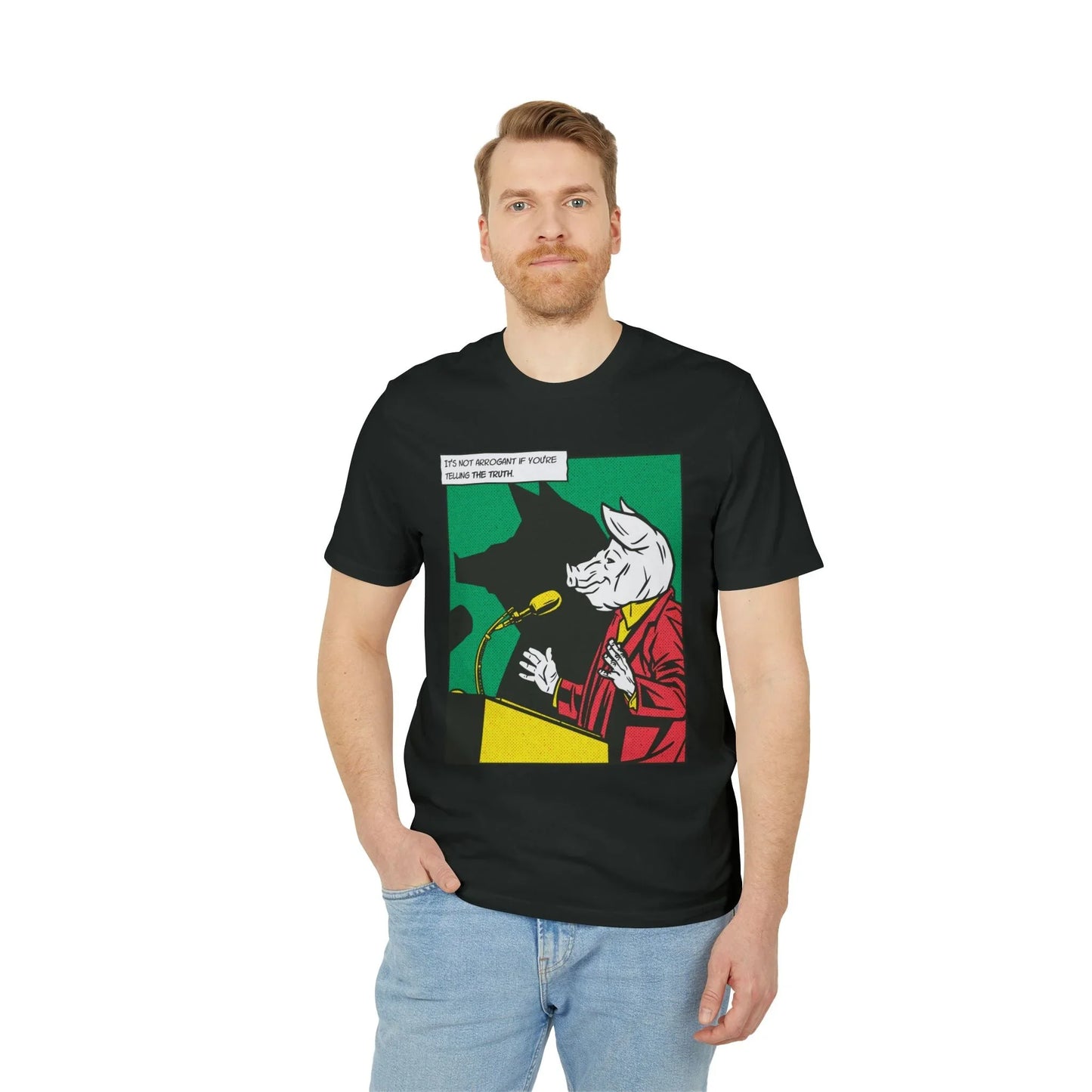 Pig Politician - Comic Mafia - Premium Bio Unisex T-Shirt - Front Print - STREET STYLE