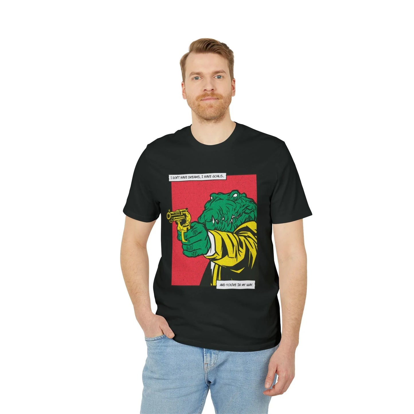 Alligator with Gun - Comic Mafia - Premium Bio Unisex T-Shirt - Front Print - STREET STYLE