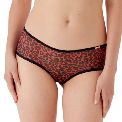 Gossard Glossies Red Leopard Print Sheer Boy Short Panty - STREET STYLE