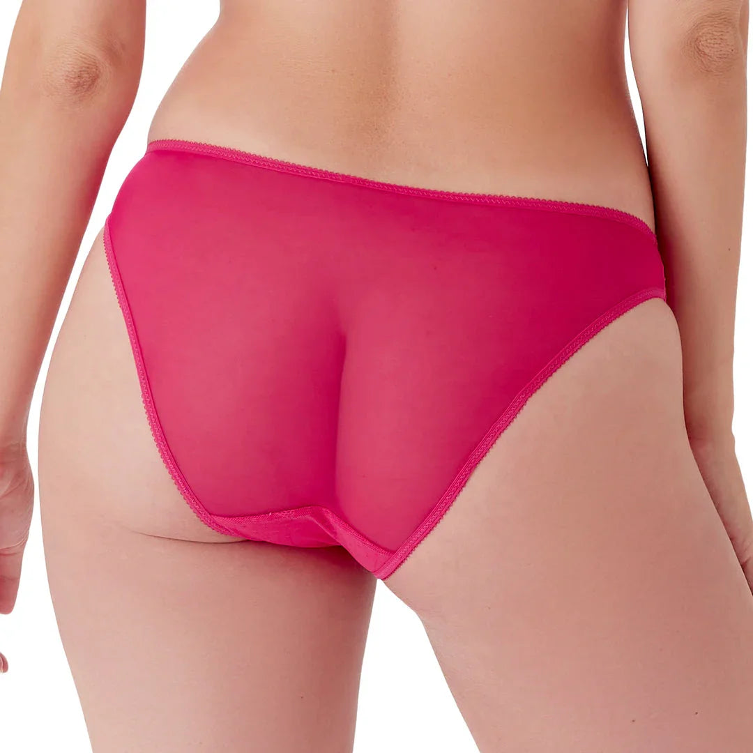 Gossard Glossies Lace Hot Pink Sheer Mesh Bikini Panty - STREET STYLE