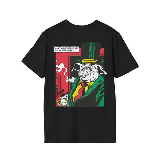Pig Smoking - Comic Mafia - Unisex T-Shirt - Back Print - STREET STYLE