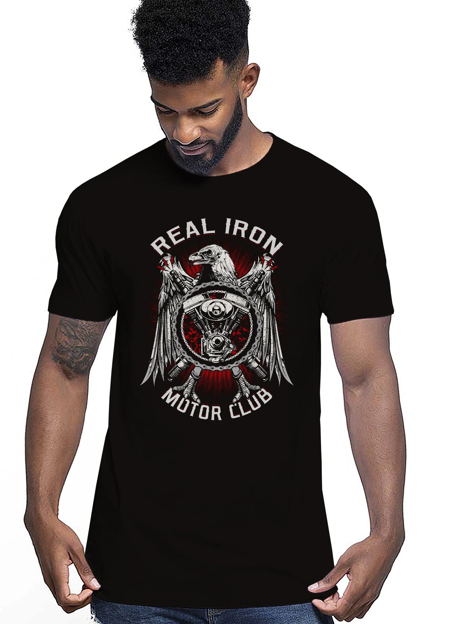 Real Iron Motor Club Auto Moto e Bici 161-2019-15 T-shirt Urban Men Uomo 100% Cotone Pettinato JK - STREET STYLE