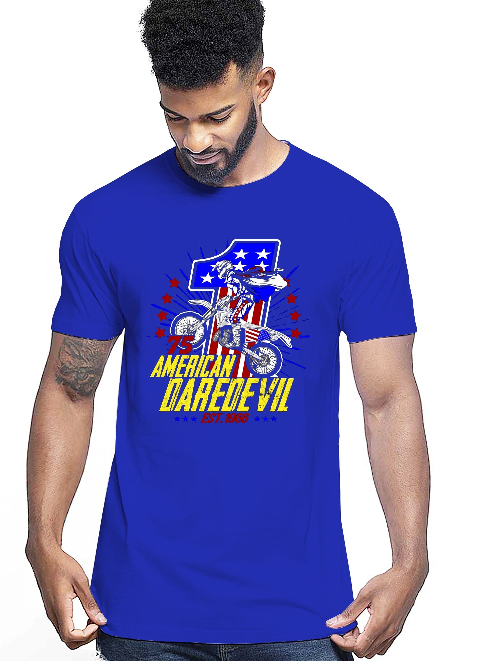 American Daredevil 75 Auto Moto e Bici 161-2019-54-2 T-shirt Urban Men Uomo 100% Cotone Pettinato JK - STREET STYLE