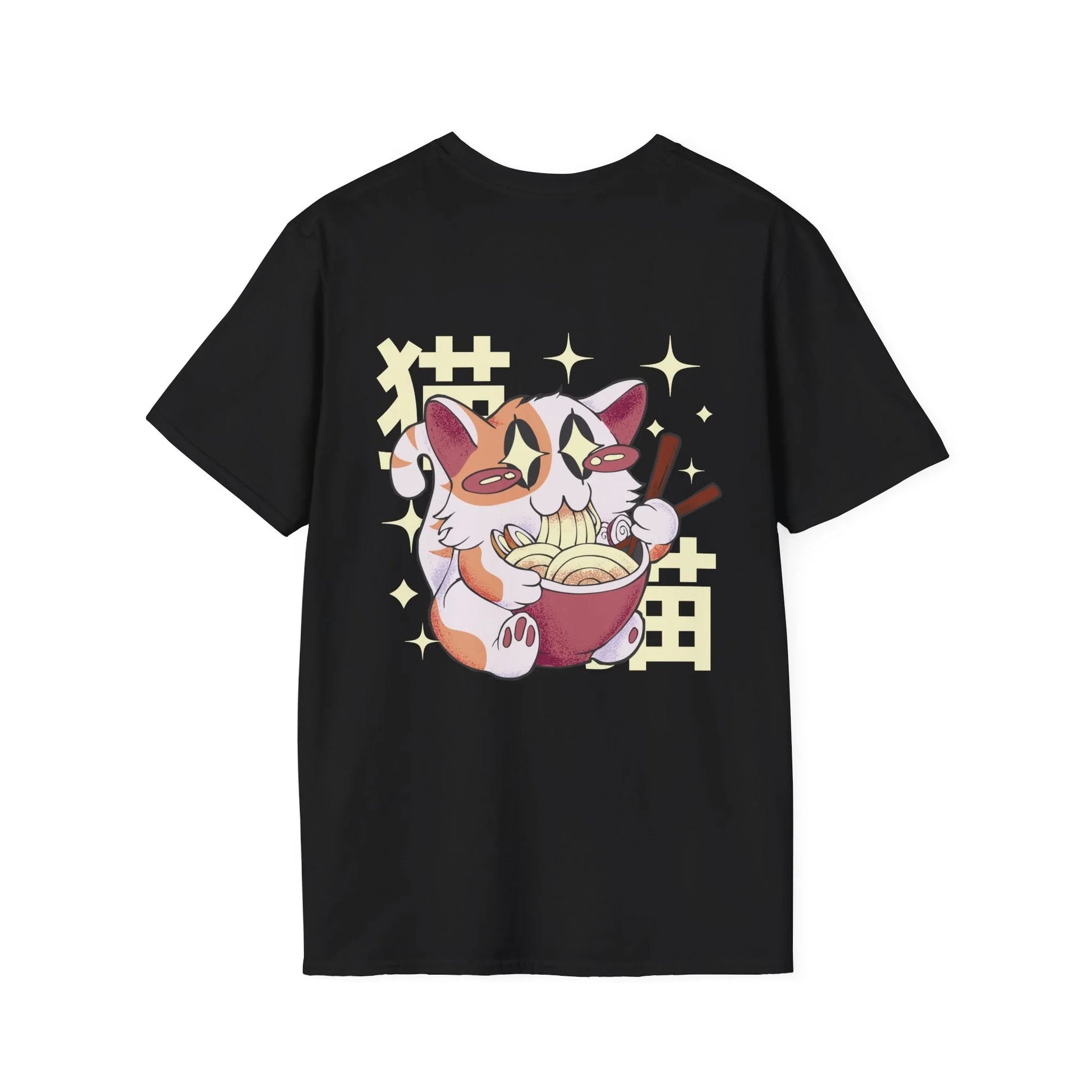 Cat Ramen - Kawaii Character - Unisex T-Shirt - Back Print - STREET STYLE