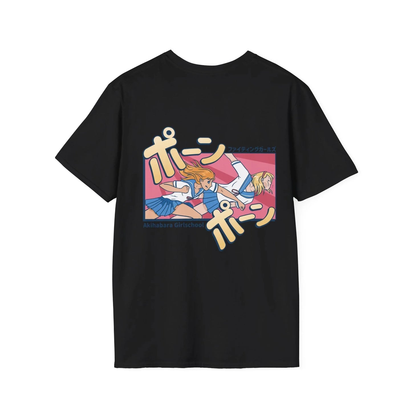 High School Girl Fight - Anime World - Unisex T-Shirt - Back Print - STREET STYLE