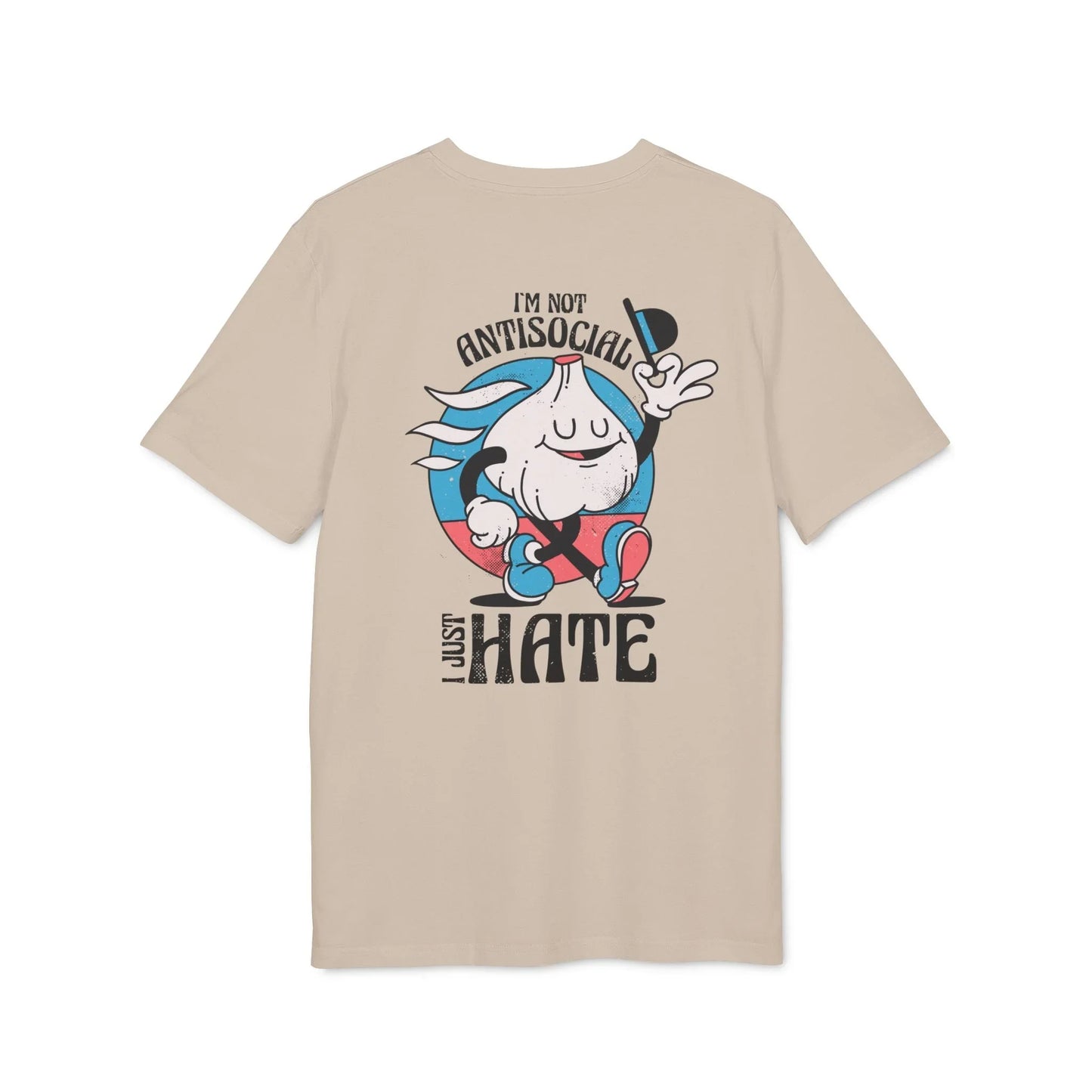 I´m not Antisocial I just hate - Antisocial Retro - Premium Bio Unisex T-Shirt - Back Print - STREET STYLE