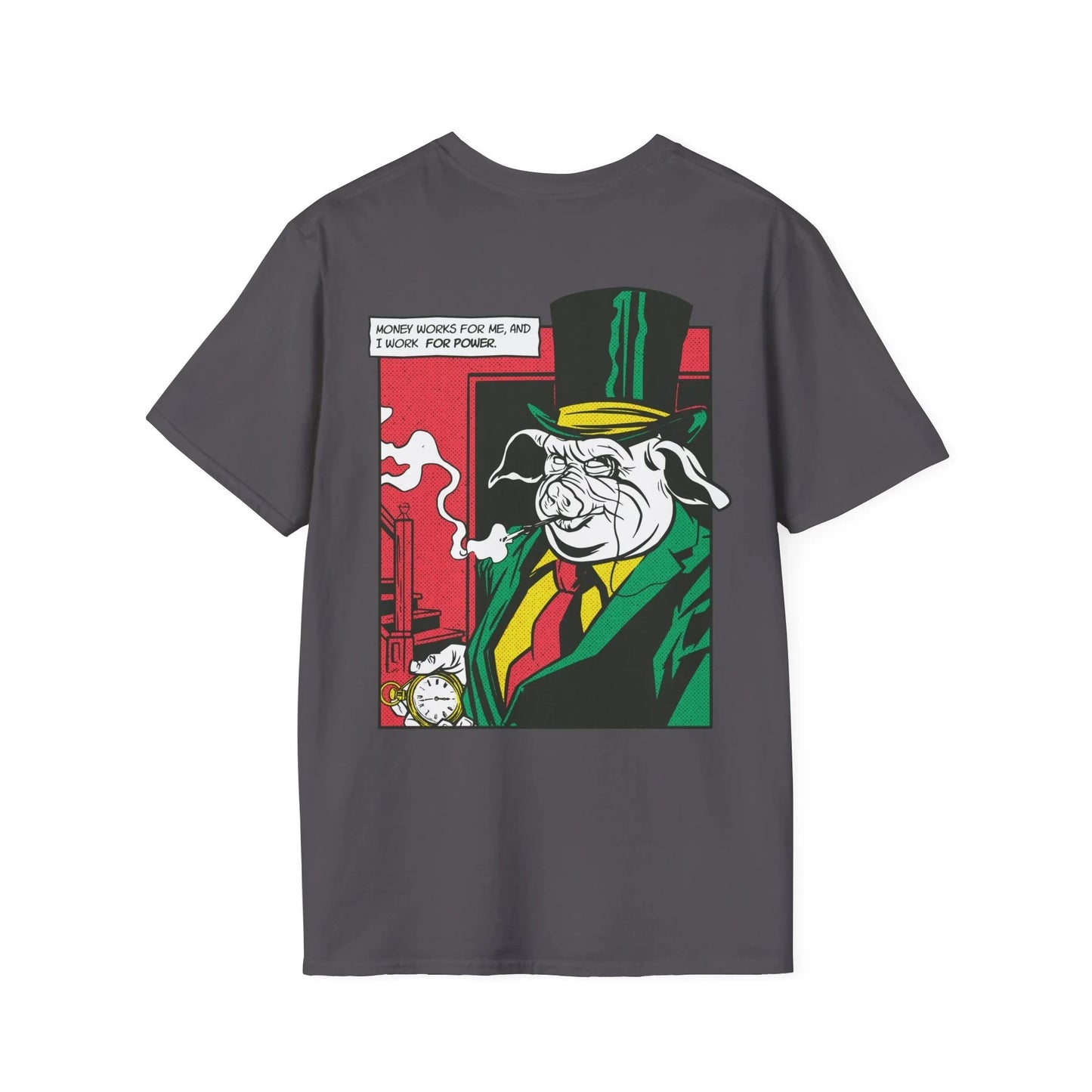 Pig Smoking - Comic Mafia - Unisex T-Shirt - Back Print - STREET STYLE