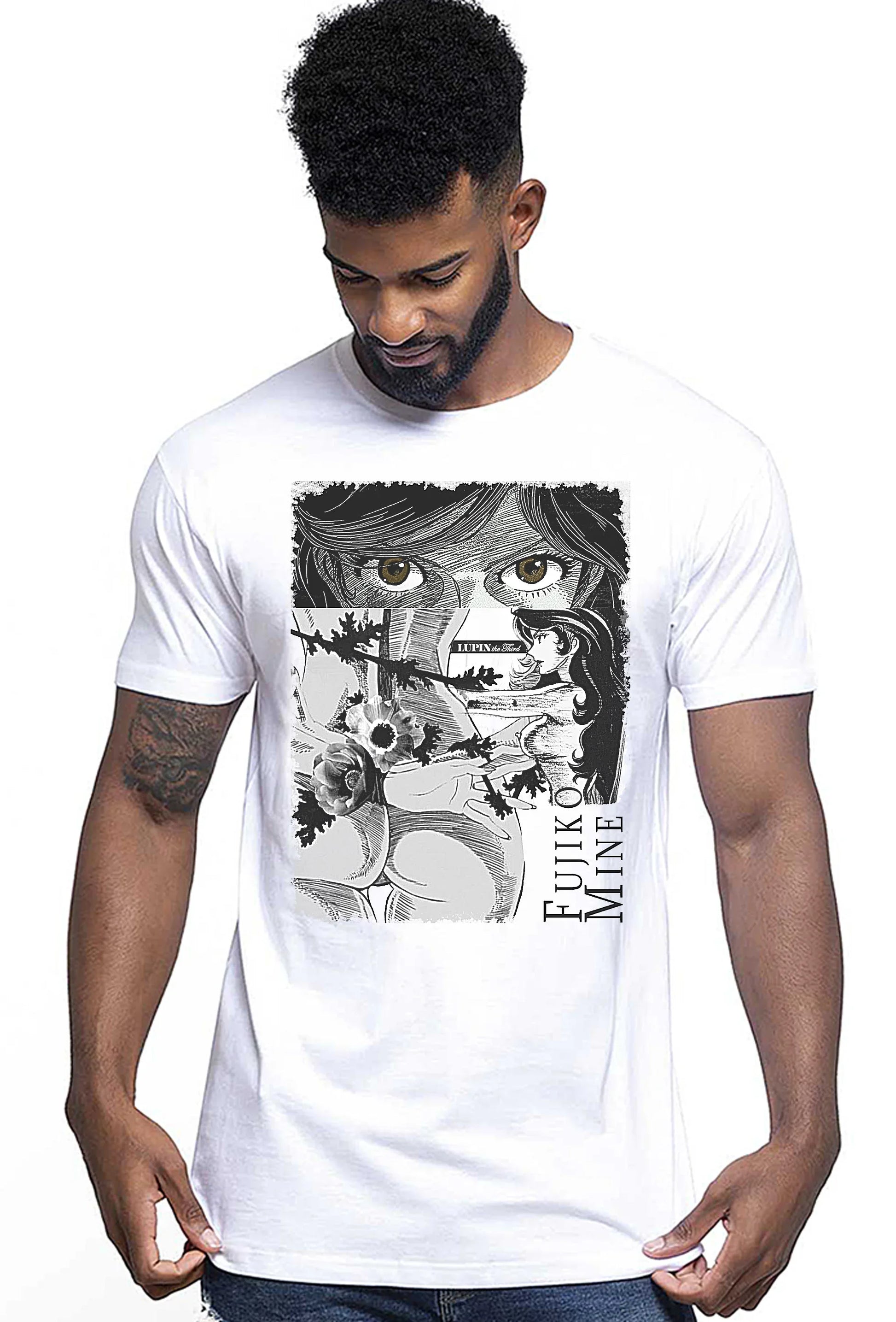 Arsenio Lupen Fujiko Mine sexy 2 Cartoon Film 18-112 T-shirt Urban Men Uomo 100% Cotone Pettinato JK - STREET STYLE