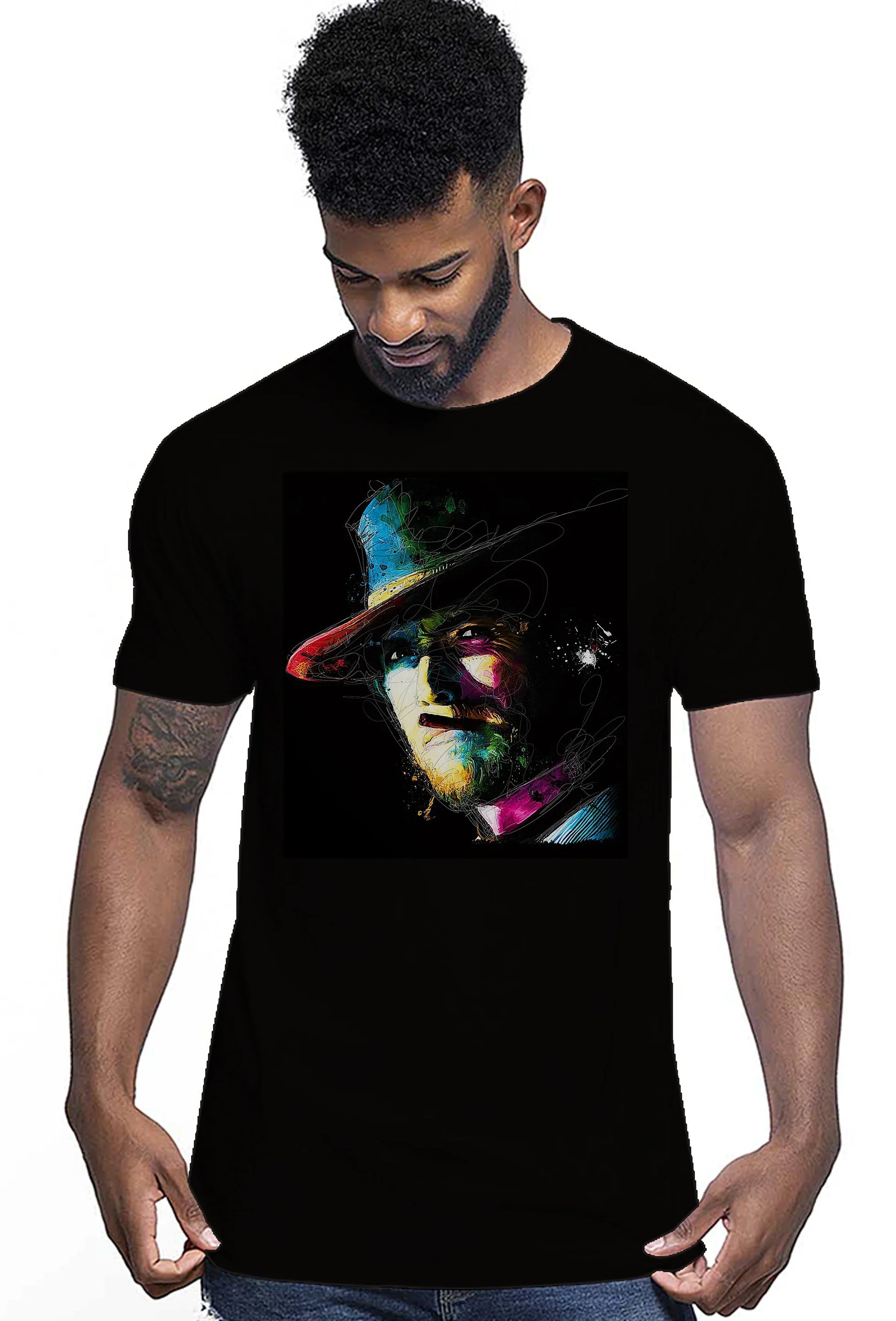 Clint Eastwood Color Cinema Film 18-20-22 T-shirt Urban Men Uomo 100% Cotone Pettinato JK - STREET STYLE
