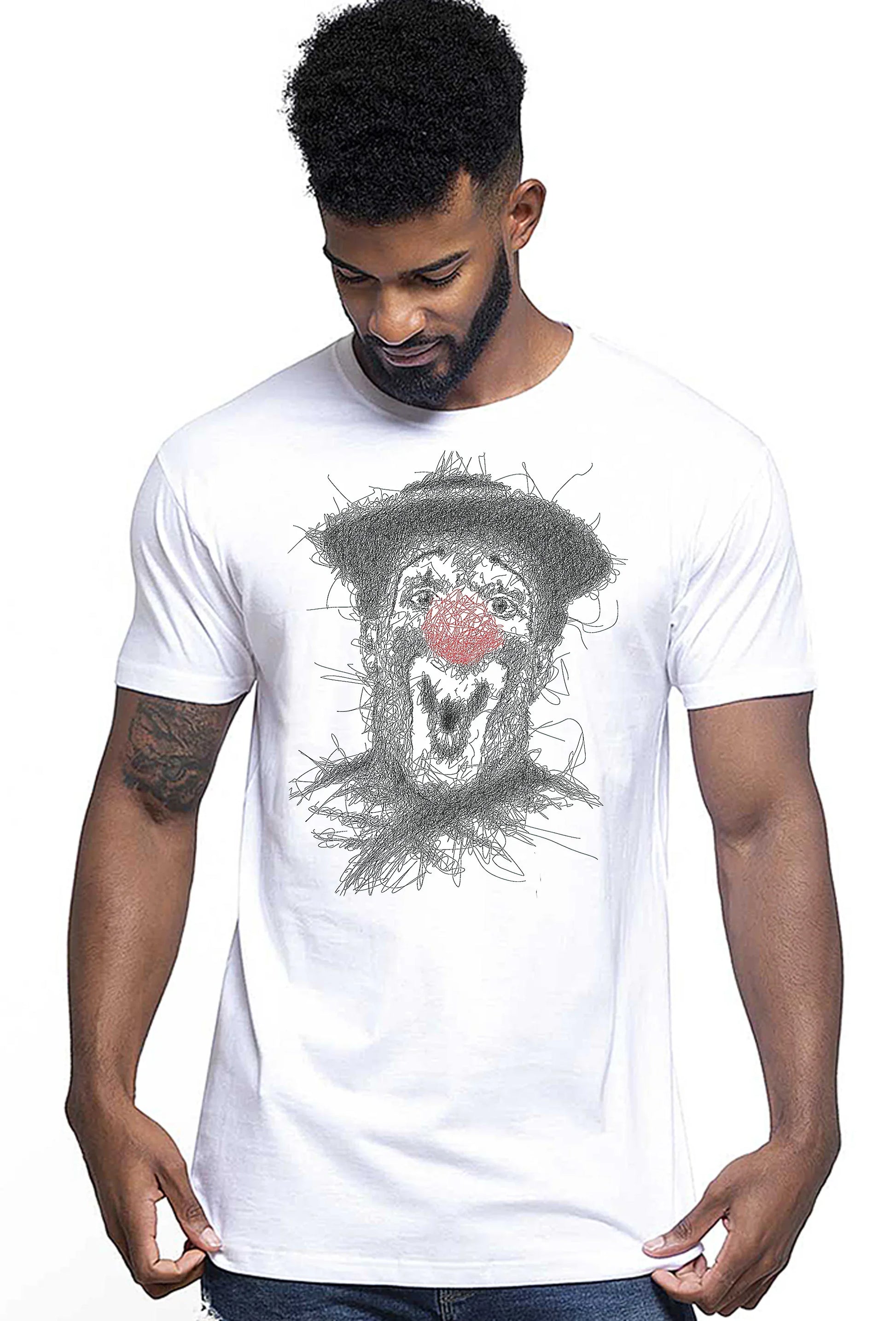Clown Naso rosso Stilizzato Color 18-65 T-shirt Urban Men Uomo 100% Cotone Pettinato JK - STREET STYLE