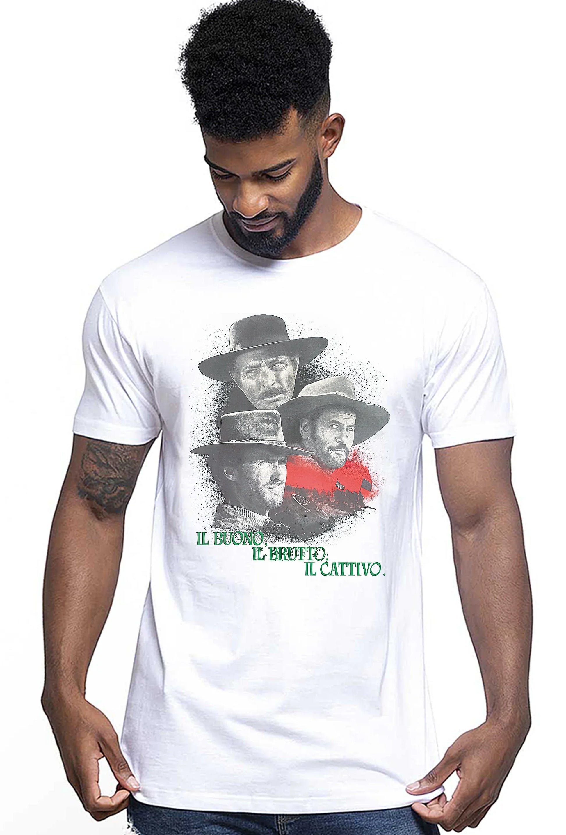 The Legend Il Bello il Brutto e il Cattivo Poster Soggetto Cinema Attori 18-80-2 T-shirt Urban Men Uomo 100% Cotone Pettinato JK - STREET STYLE