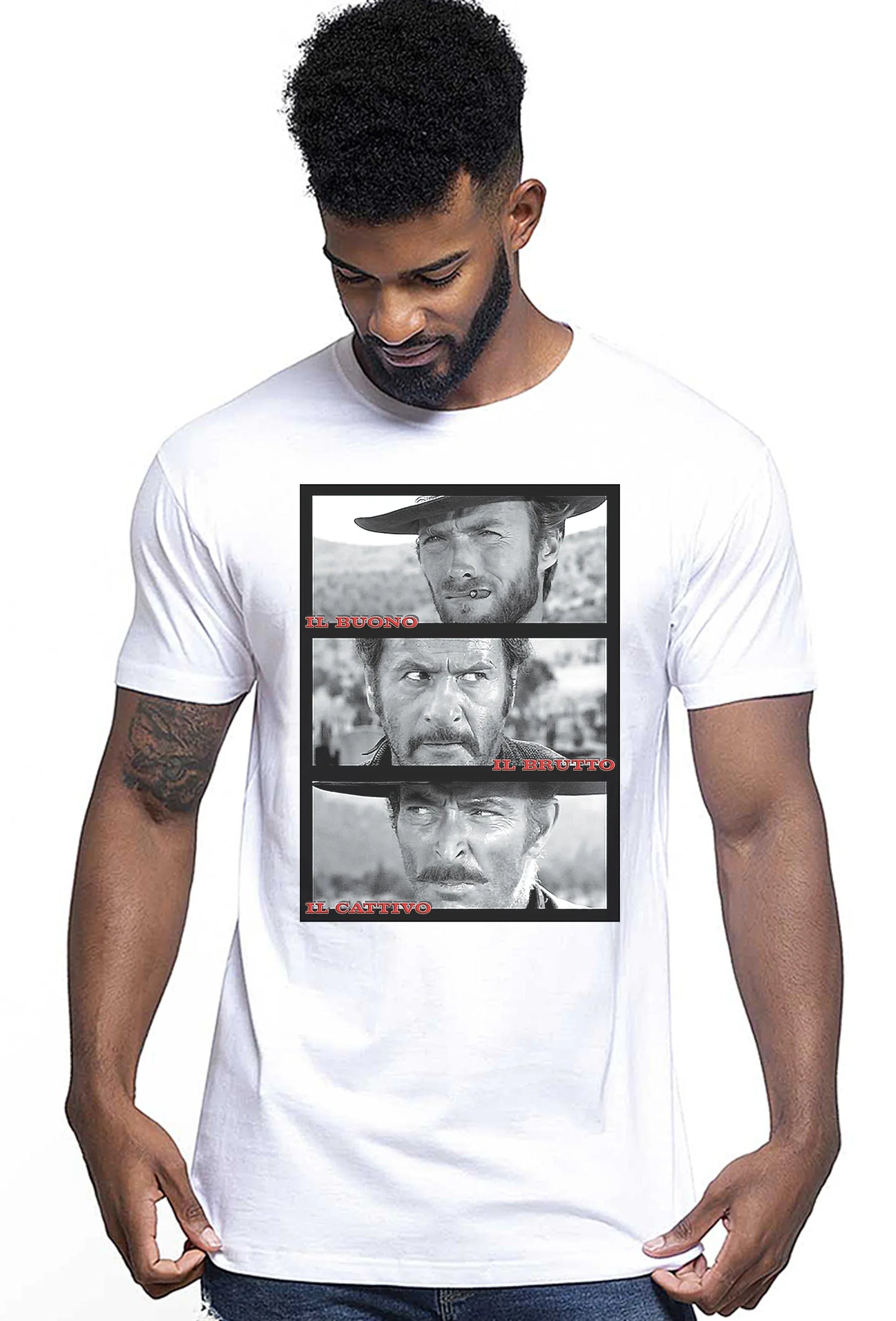 The Legend Il Bello il Brutto e il Cattivo 3 Quad Soggetto Cinema Attori 18-80-1 T-shirt Urban Men Uomo 100% Cotone Pettinato JK - STREET STYLE