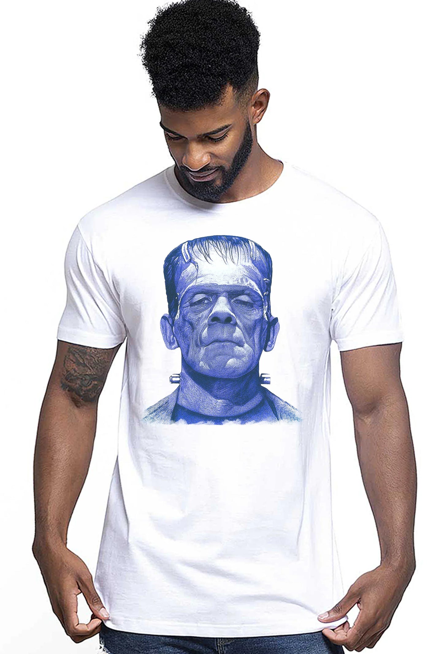 Frankenstein Blu The Legend Cinema Attore Comico Soggetto 18-97-2 T-shirt Urban Men Uomo 100% Cotone Pettinato JK - STREET STYLE