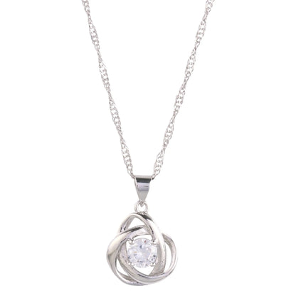 Round Knot Pendant Necklace with Cubic Zirconia - STREET STYLE