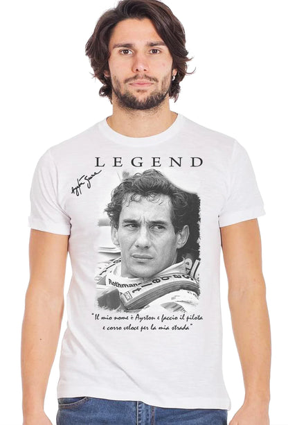 The Legend Ayrton Senna – T-shirt Uomo Cotone Fiammato - STREET STYLE