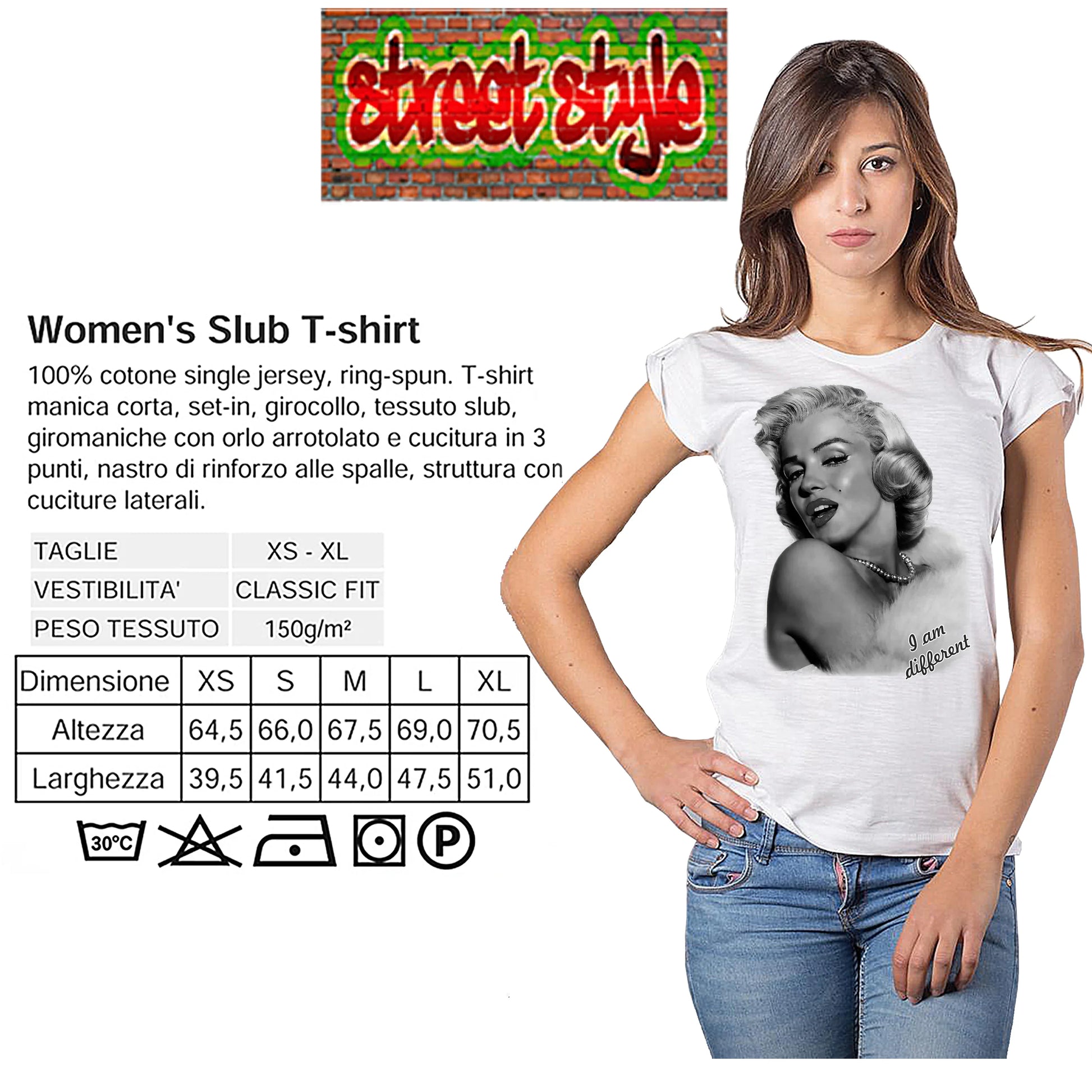 Marilyn Monroe Cantante Attrice The Legend 17-2 Lady Donna 100% Cotone Pettinato JK - STREET STYLE