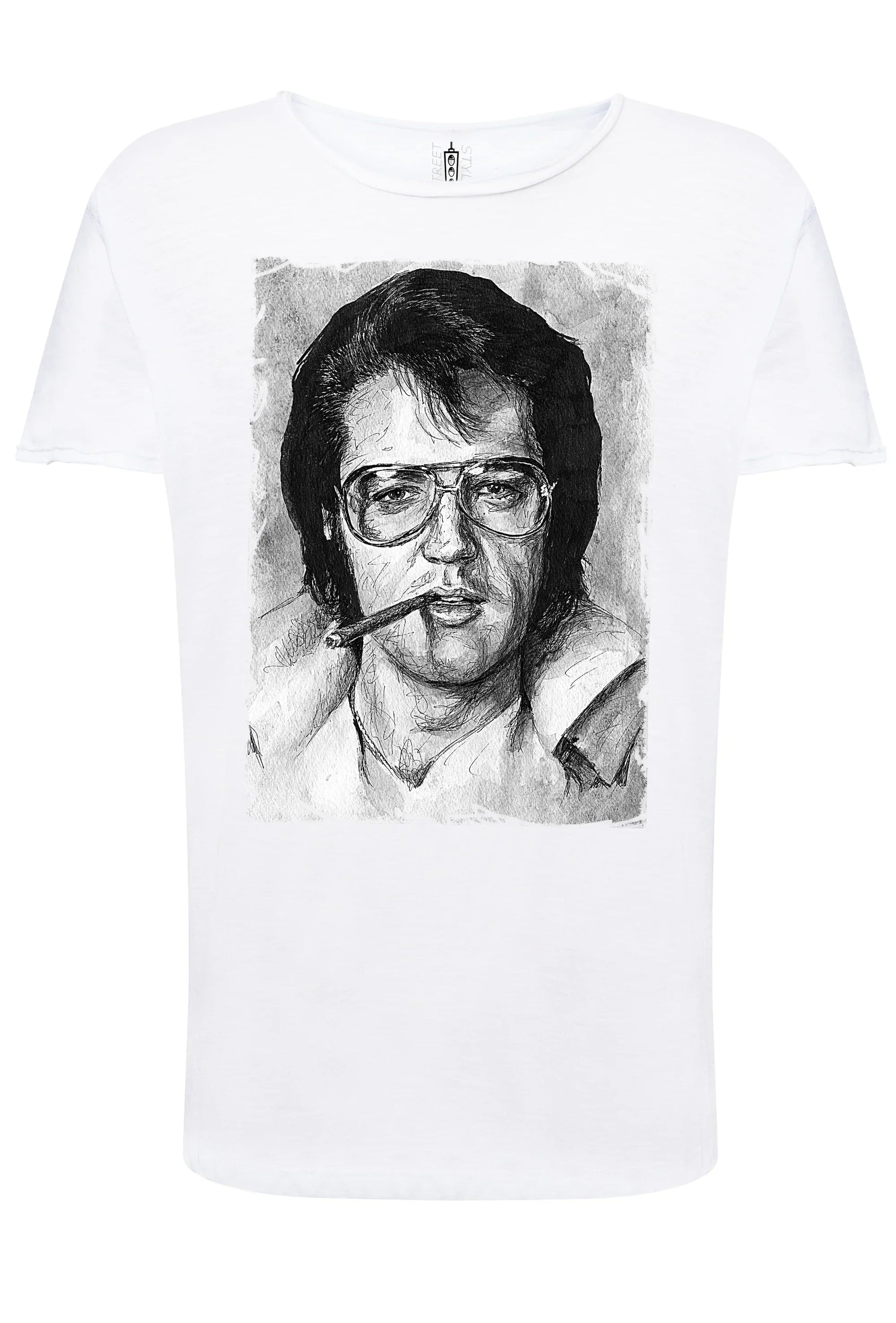 Elvis Scratc Cantante The Legend Stilizzato 18-100 T-shirt Urban Slub Men Uomo 100% Cotone Fiammato JK - STREET STYLE