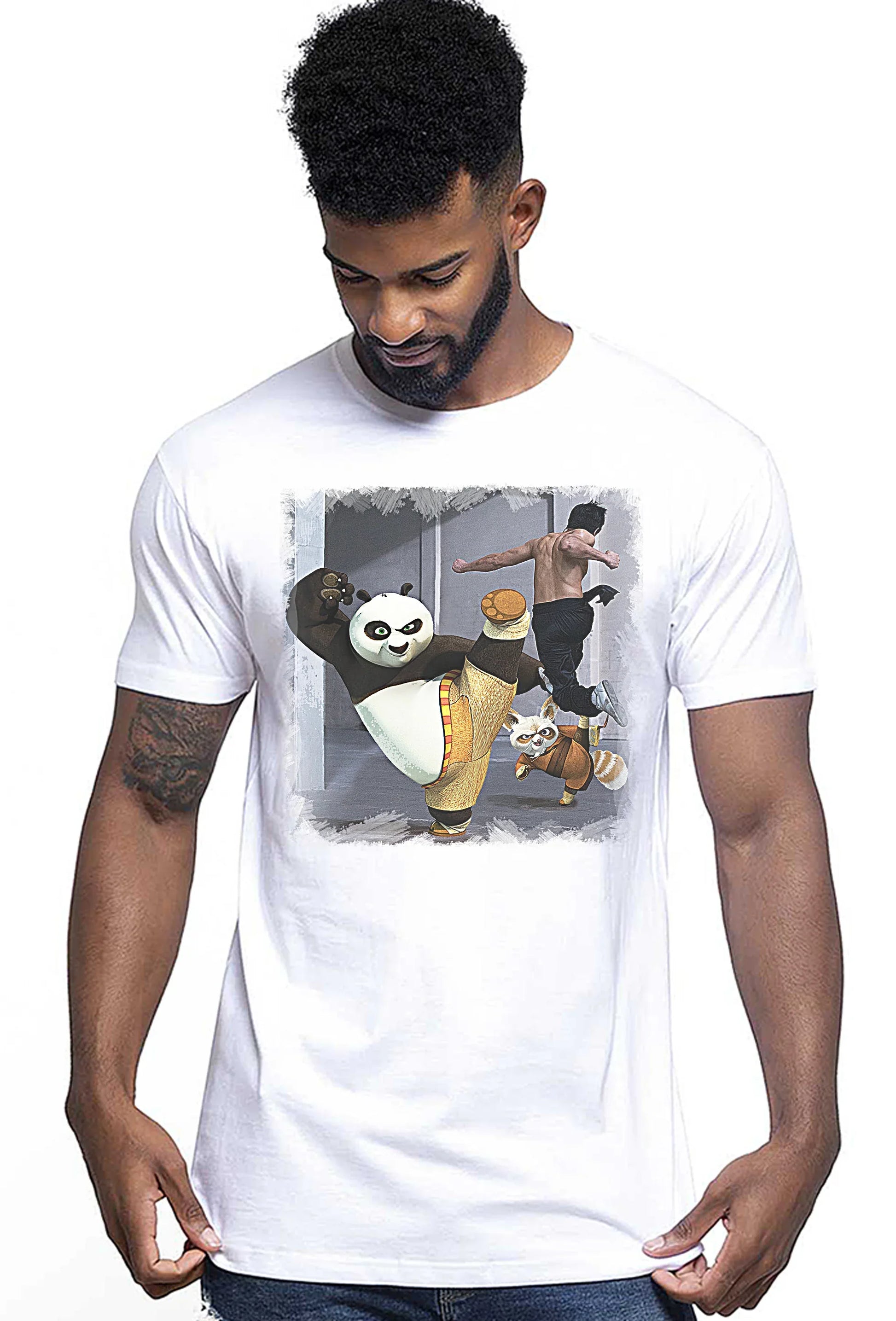 kung Fu Pand Film Cartoon Fumetti 2099 T-shirt Urban Men Uomo 100% Cotone Pettinato JK - STREET STYLE