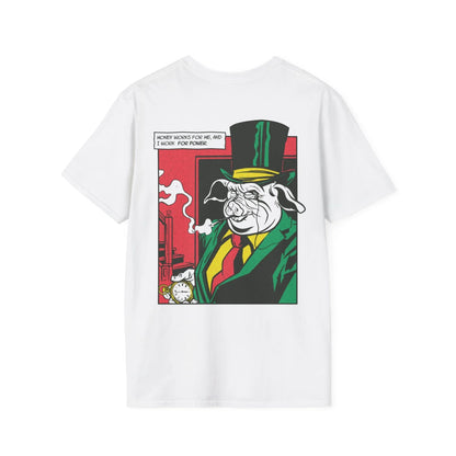 Pig Smoking - Comic Mafia - Unisex T-Shirt - Back Print - STREET STYLE