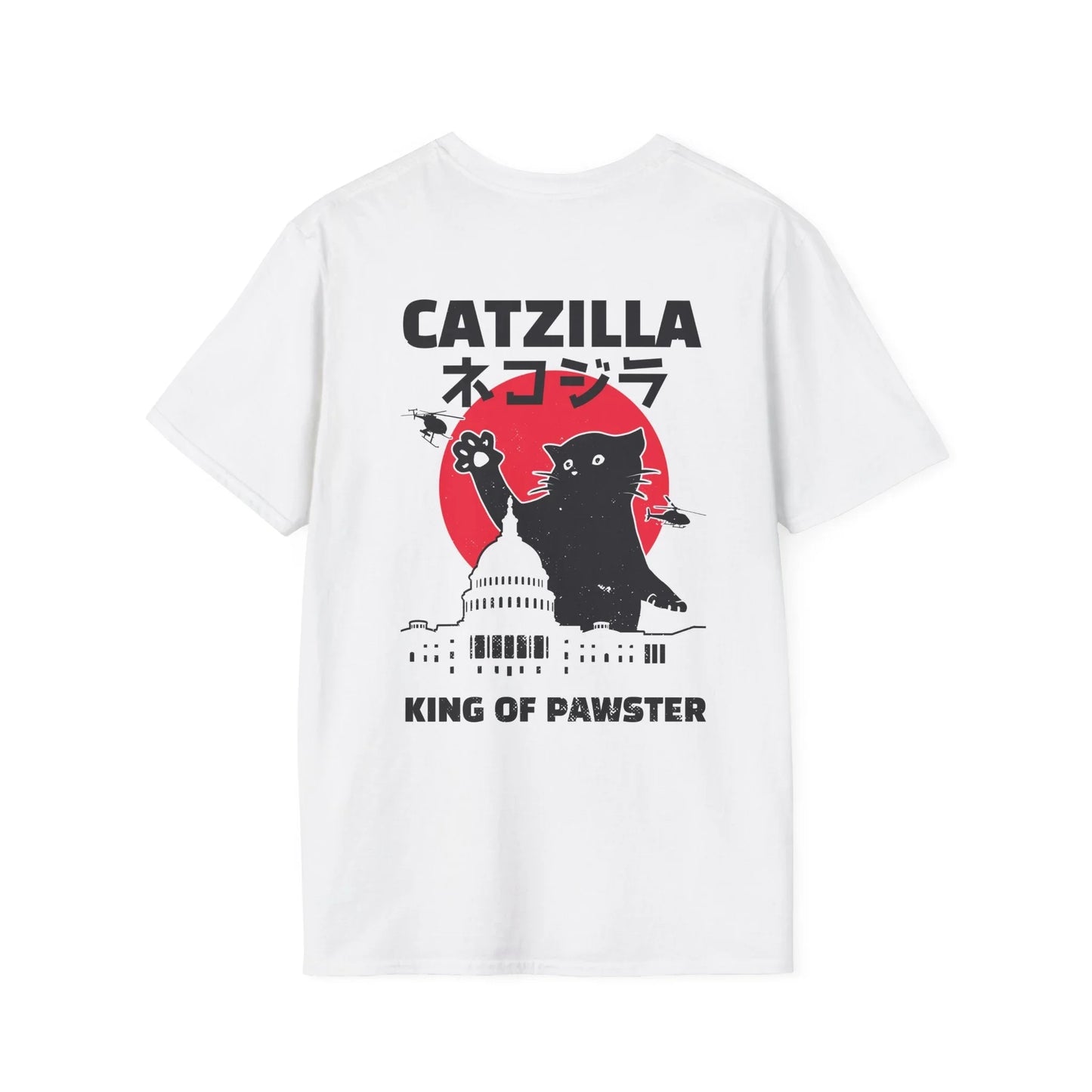 Catzilla King of Pawster - Anime World - Unisex T-Shirt - Back Print - STREET STYLE