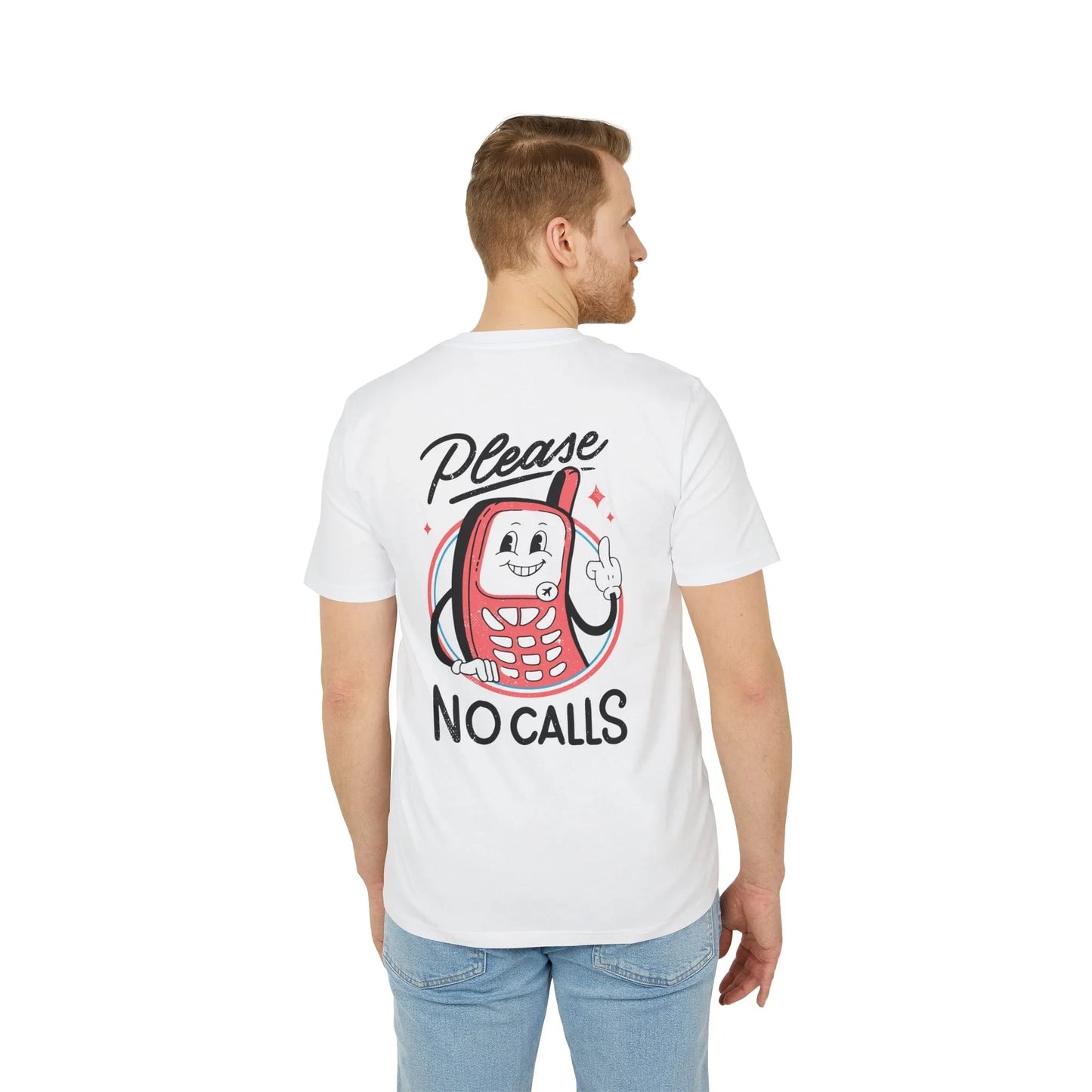 Please no Calls - Antisocial Retro - Premium Bio Unisex T-Shirt - Back Print - STREET STYLE