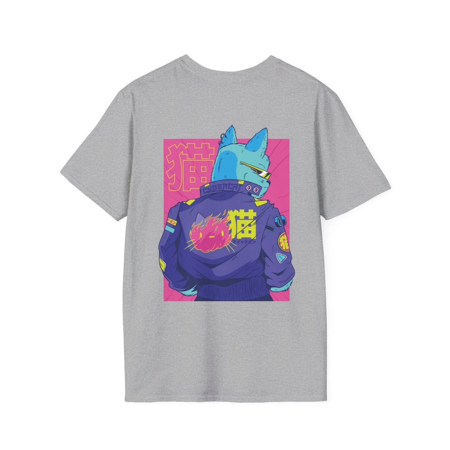 Cyberpunk Cat - Anime World - Unisex T-Shirt - Back Print - STREET STYLE