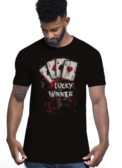 Lucky winner Poker Carte da Gioco 4-0 T-shirt Urban Men Uomo 100% Cotone Pettinato JK - STREET STYLE