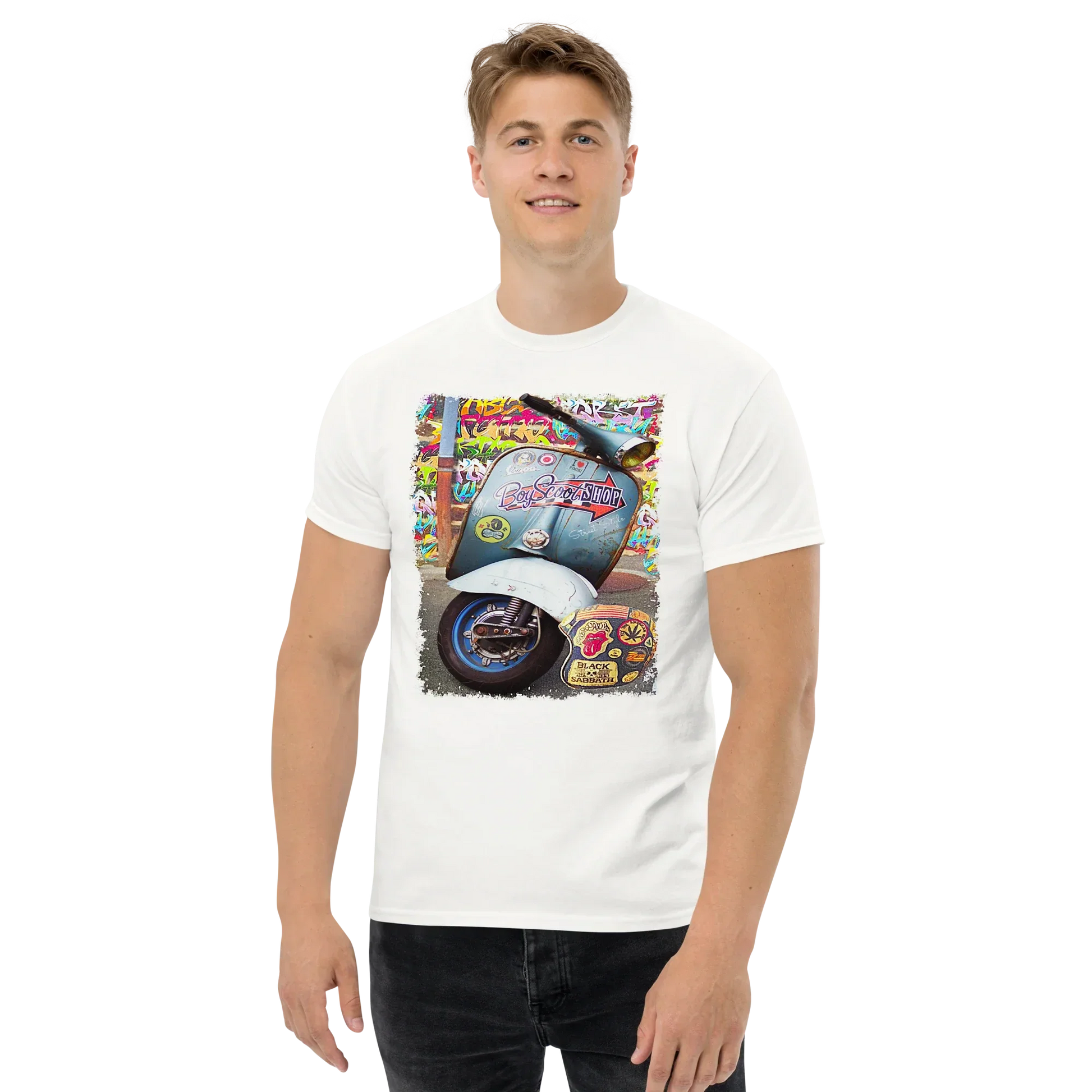 T-shirt Uomo Stampa Scooter Vintage Stile Graffiti Urbano 11011-VES - STREET STYLE