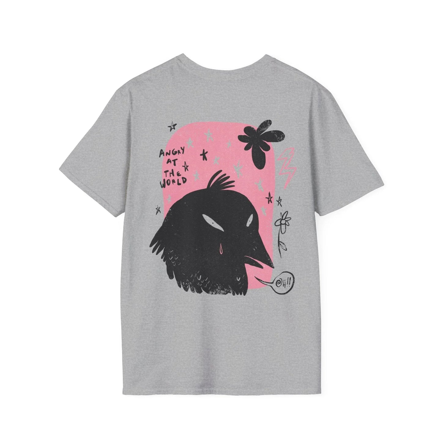 Angry at the World - Moody Birds - Unisex T-Shirt - Back Print - STREET STYLE