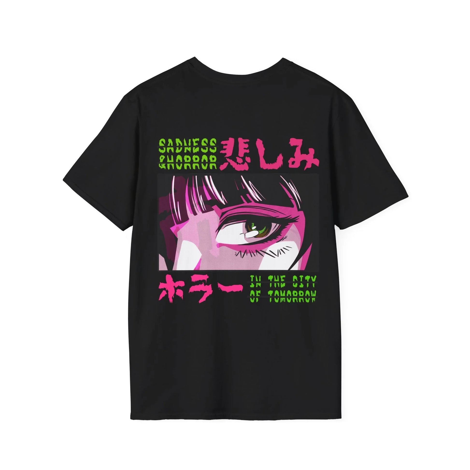 Sagness & Horror In the City of tomorrow - Anime World - Unisex T-Shirt - Back Print - STREET STYLE