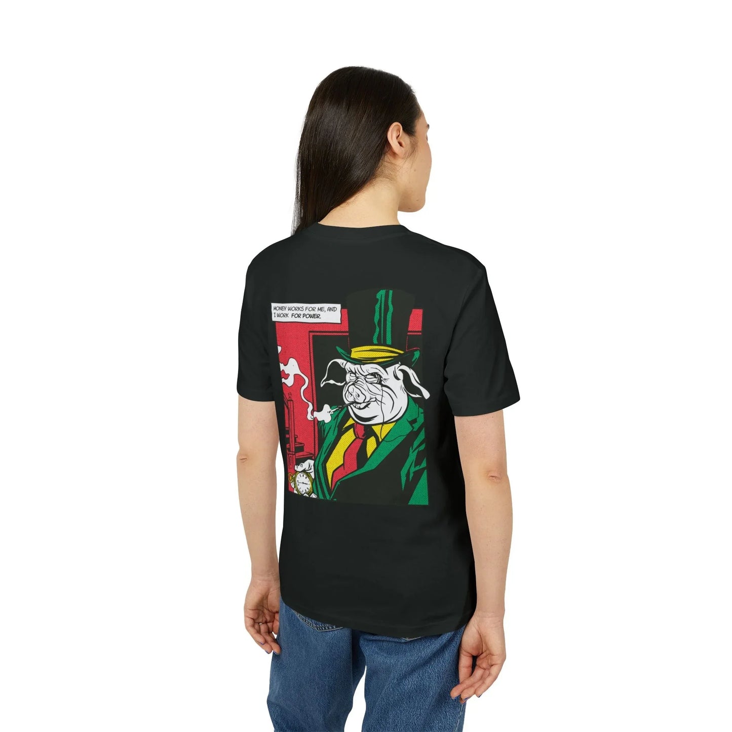 Boss Pig - Comic Mafia - Premium Bio Unisex T-Shirt - Back Print - STREET STYLE