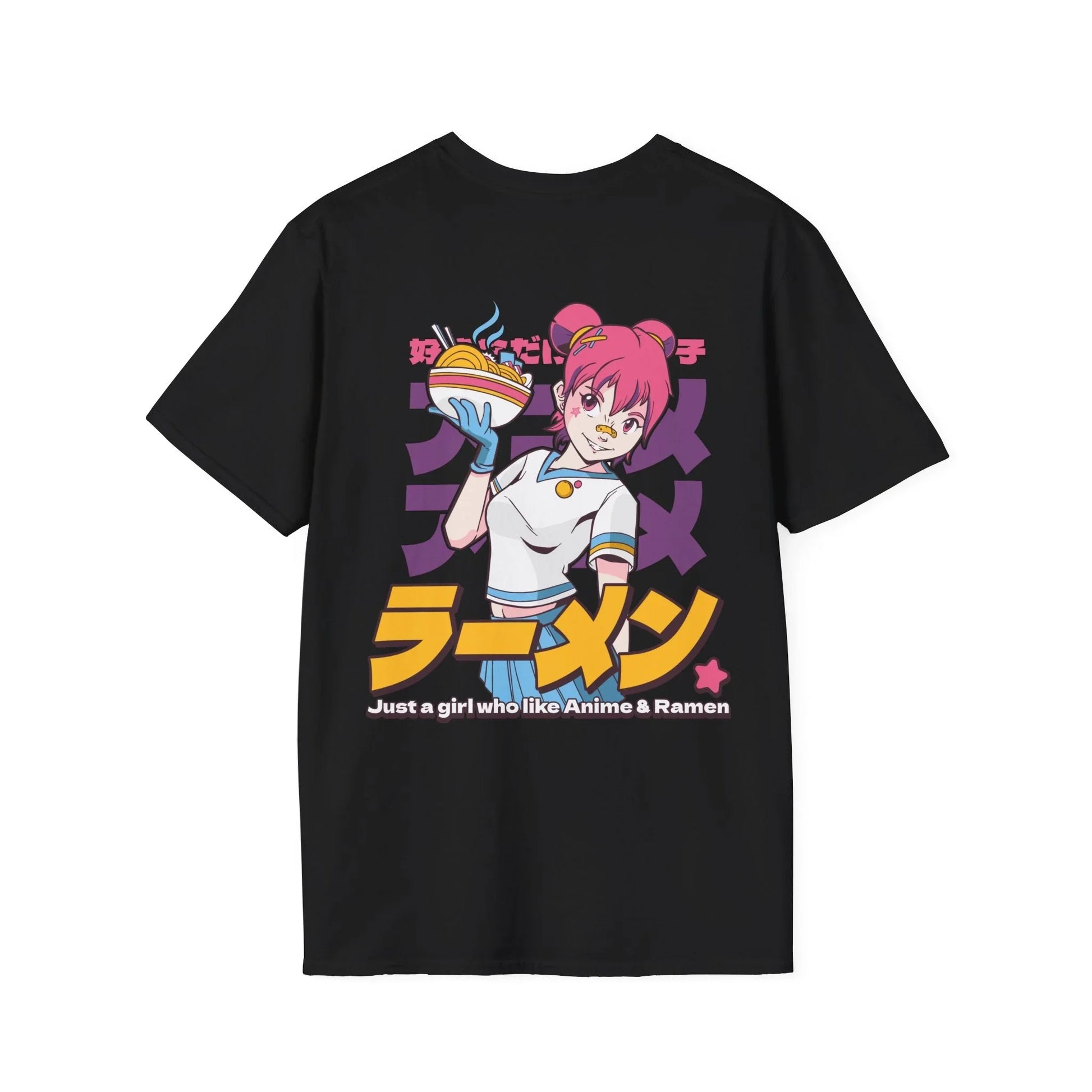 Just a girl who like Anime & Ramen - Anime World - Unisex T-Shirt - Back Print - STREET STYLE