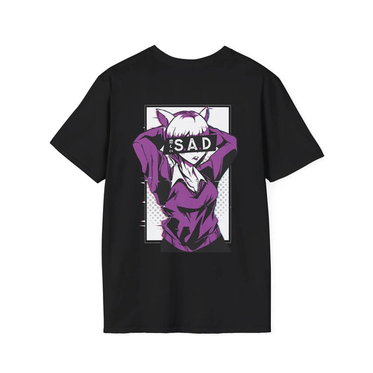 Sad Anime Girl - Anime World - Unisex T-Shirt - Back Print - STREET STYLE