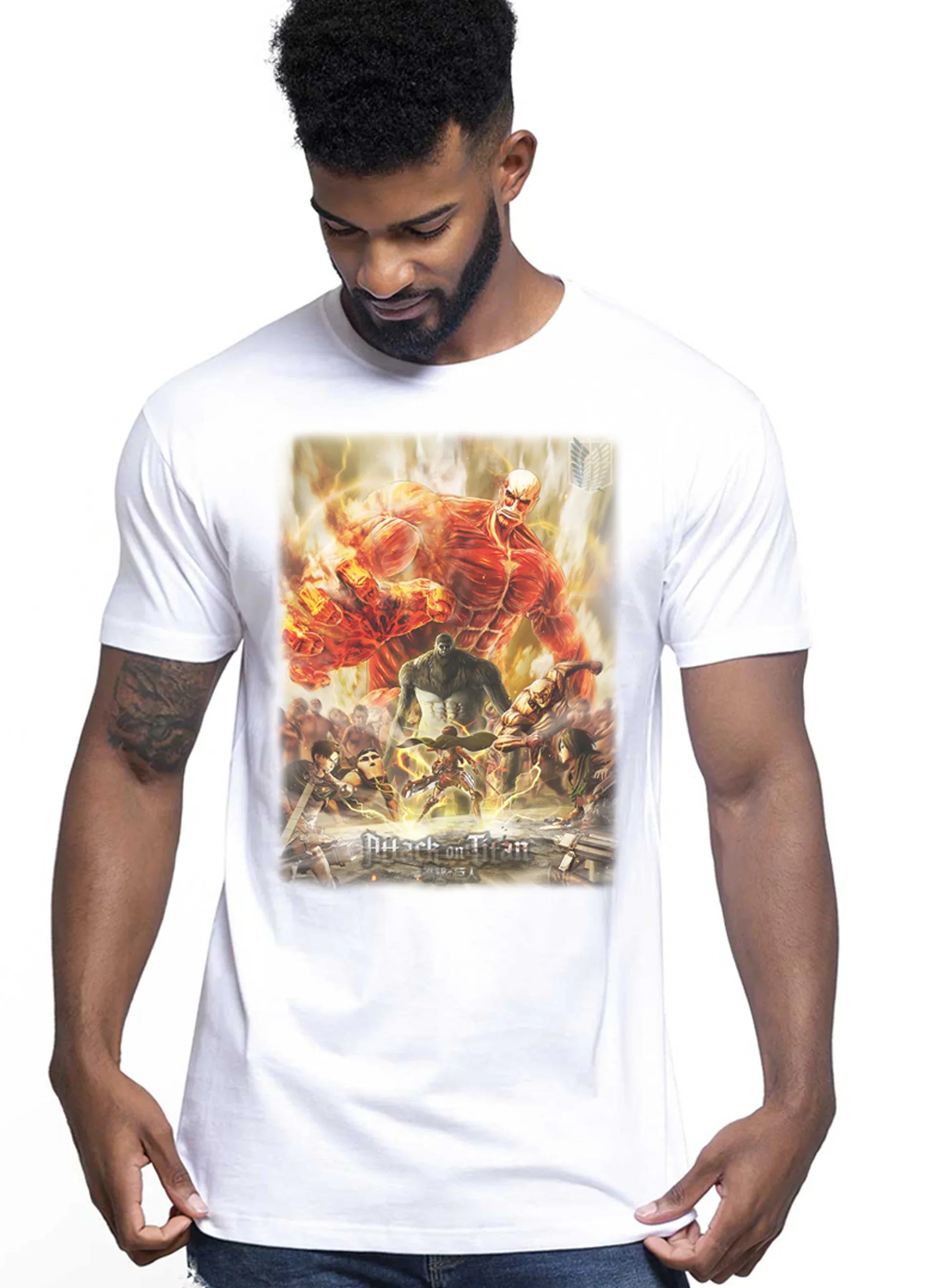 Attack on Titan Manga Anime Fumetti 6000 T-shirt Urban Men Uomo 100% Cotone Pettinato JK - STREET STYLE