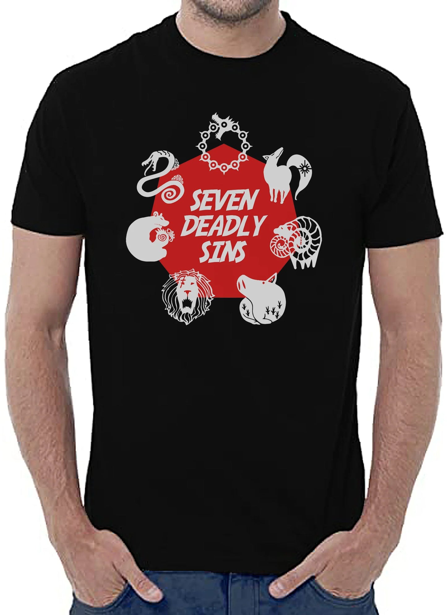 I Sette Peccati Capitali Manga Anime Fumetti 6006-2 T-shirt Urban Men Uomo 100% Cotone Pettinato JK - STREET STYLE