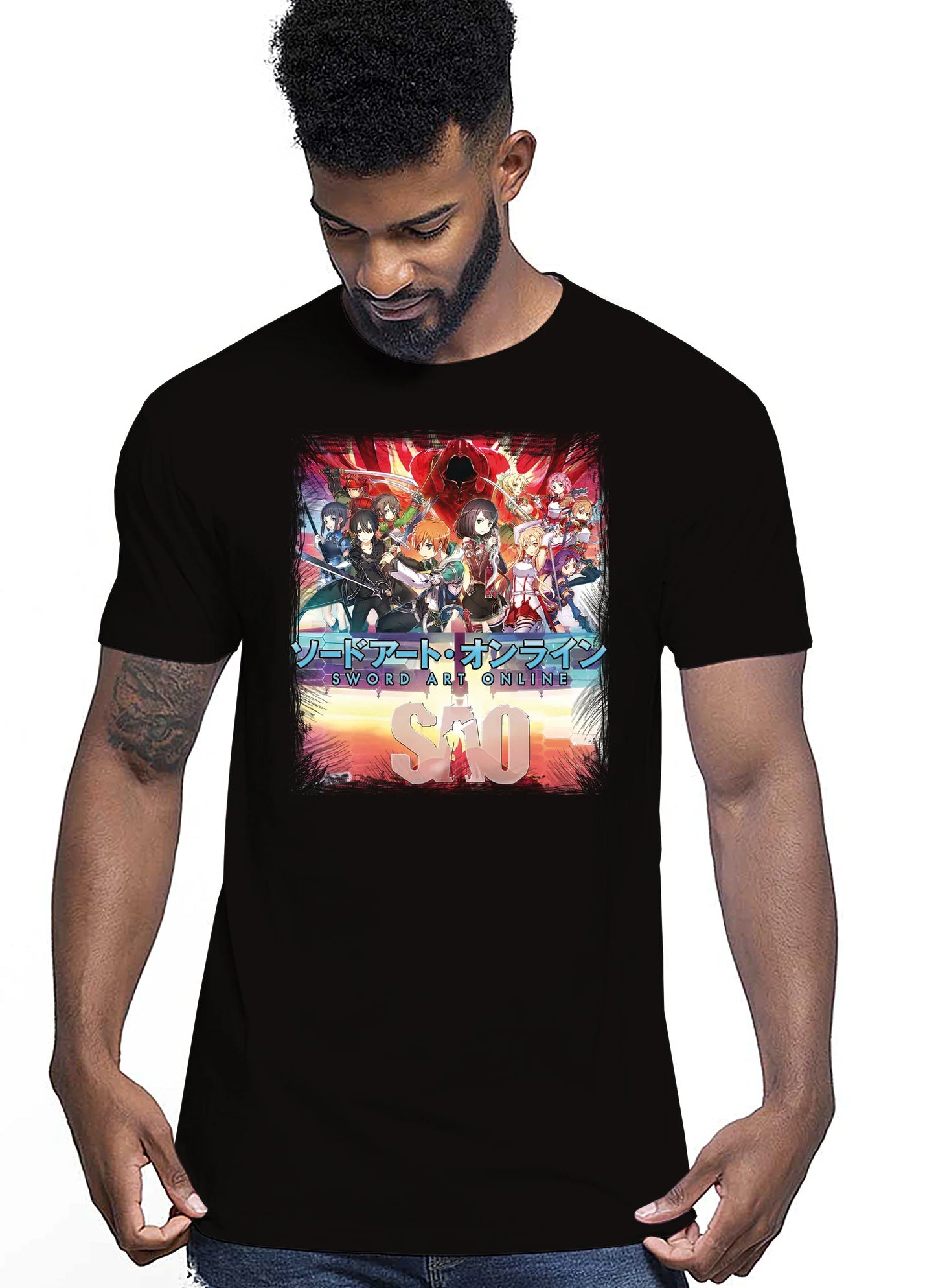 Sword art Online Manga Anime Fumetti 6008-2 T-shirt Urban Men Uomo 100% Cotone Pettinato JK - STREET STYLE
