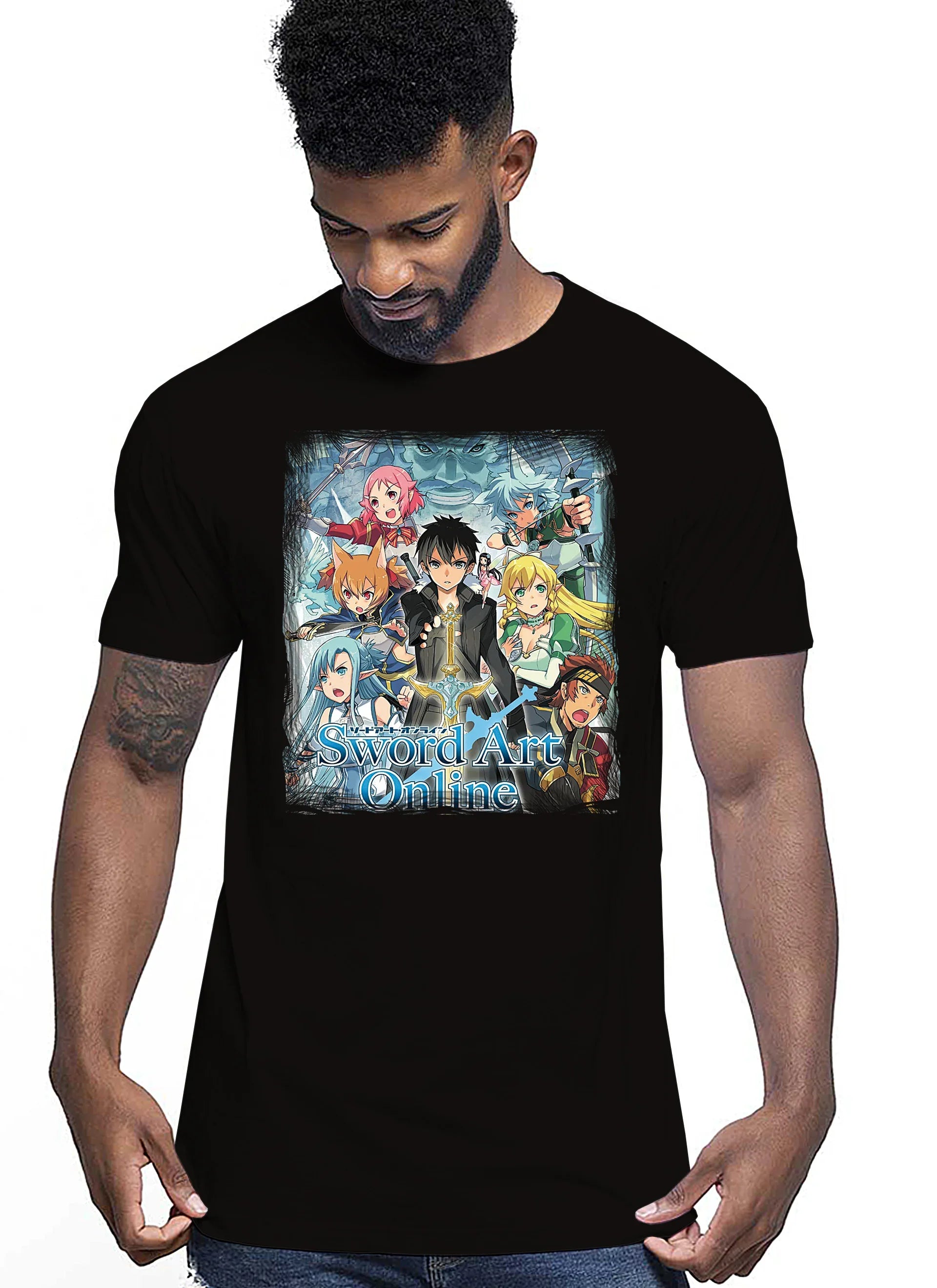 Sword art Online Manga Anime Fumetti 6008 T-shirt Urban Men Uomo 100% Cotone Pettinato JK - STREET STYLE