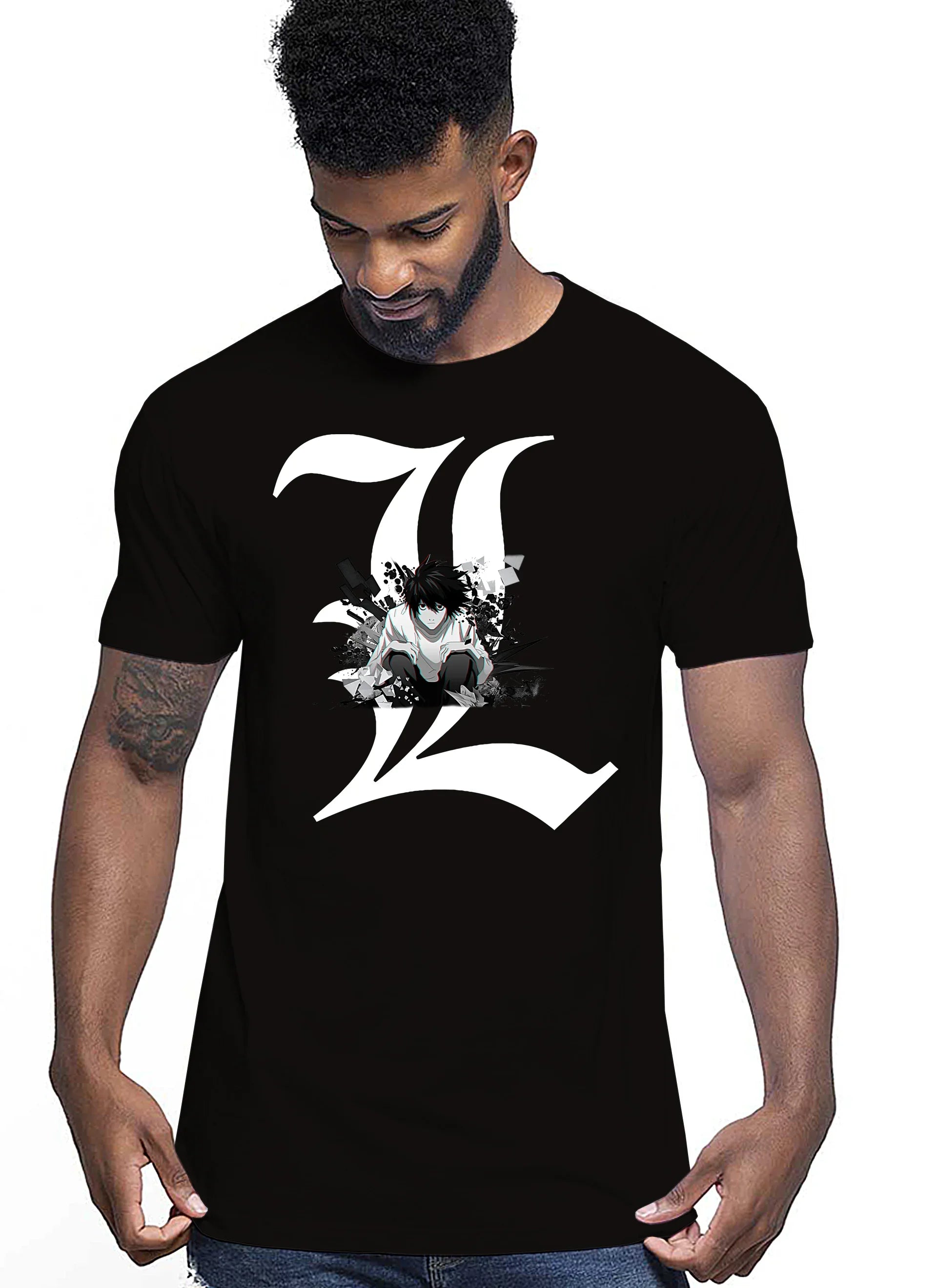 Death Note L3D Manga Anime Fumetti 6010-5 T-shirt Urban Men Uomo 100% Cotone Pettinato JK - STREET STYLE