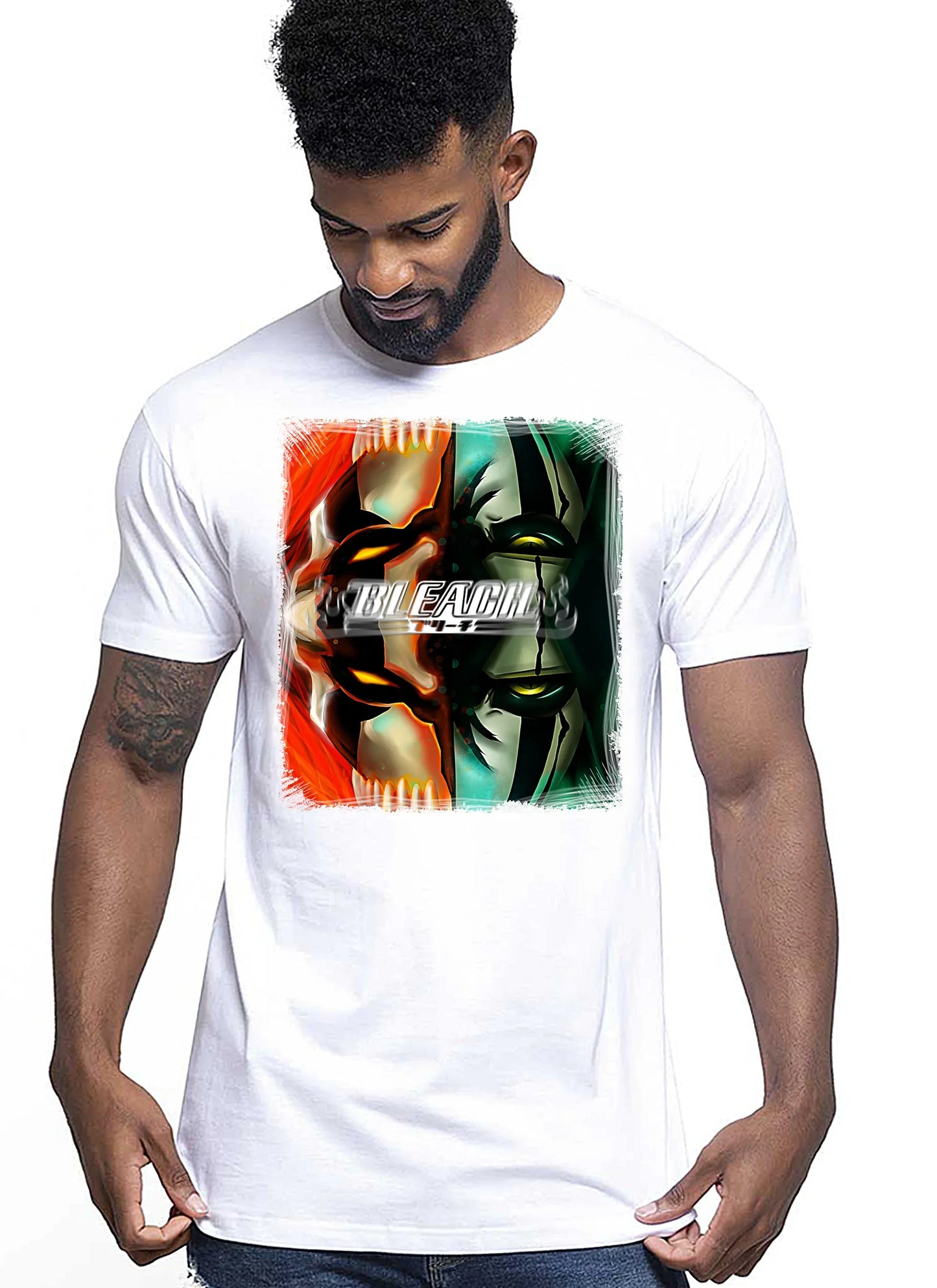 Bleach Doble face Manga Anime Fumetti 6011-4 T-shirt Urban Men Uomo 100% Cotone Pettinato JK - STREET STYLE